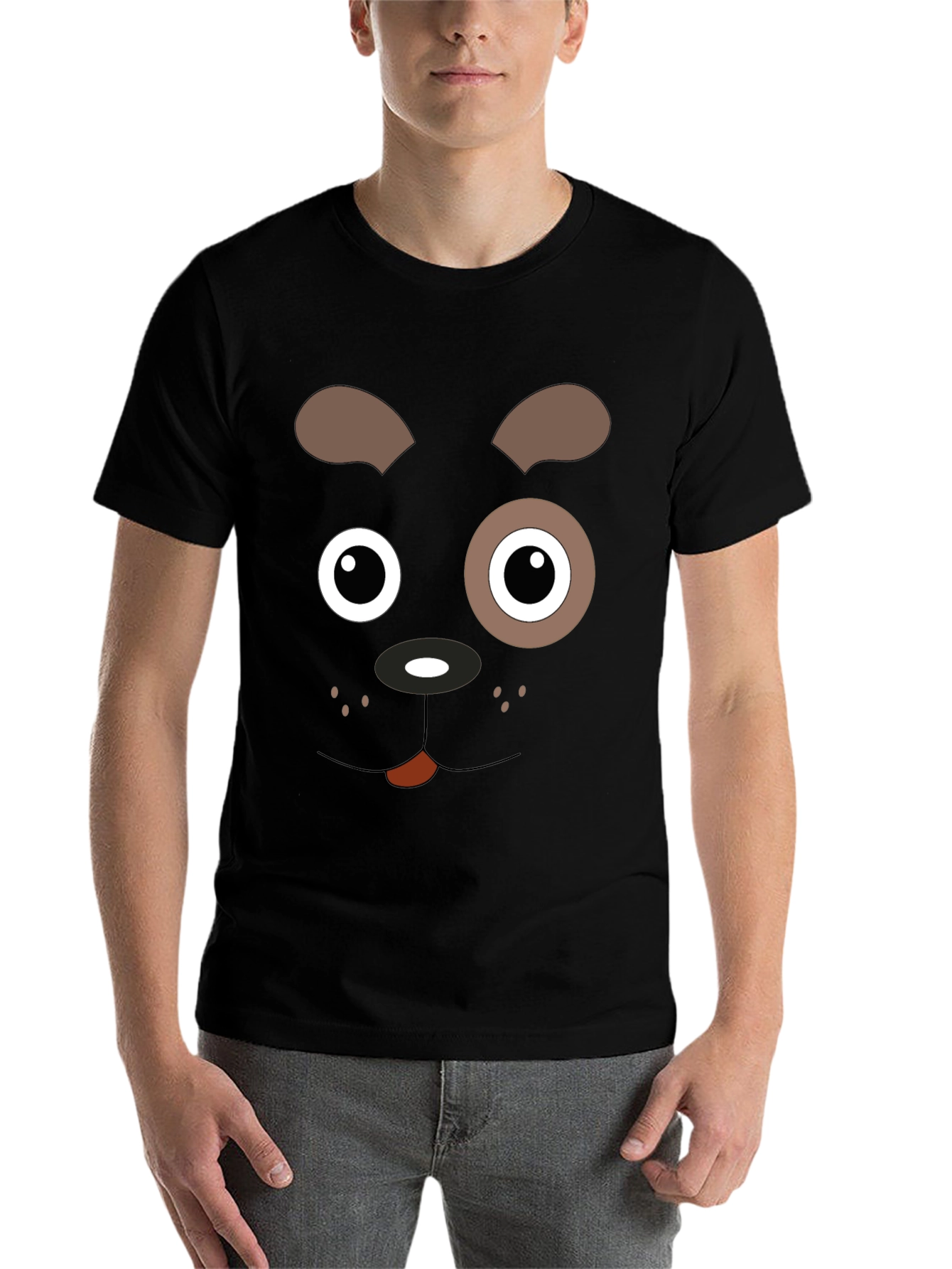 Black Dog Face Graphic Black T-Shirt view 7