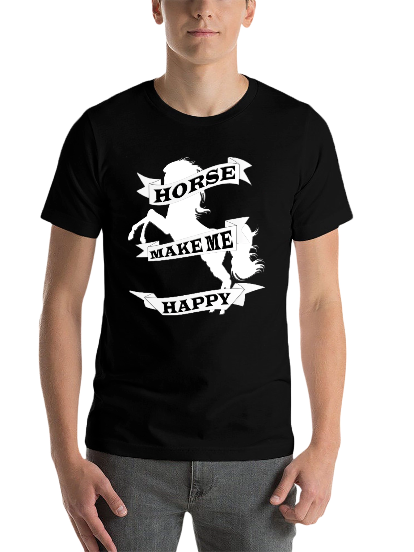 Black Horse Make Me Happy Graphic Tee - Black view 7