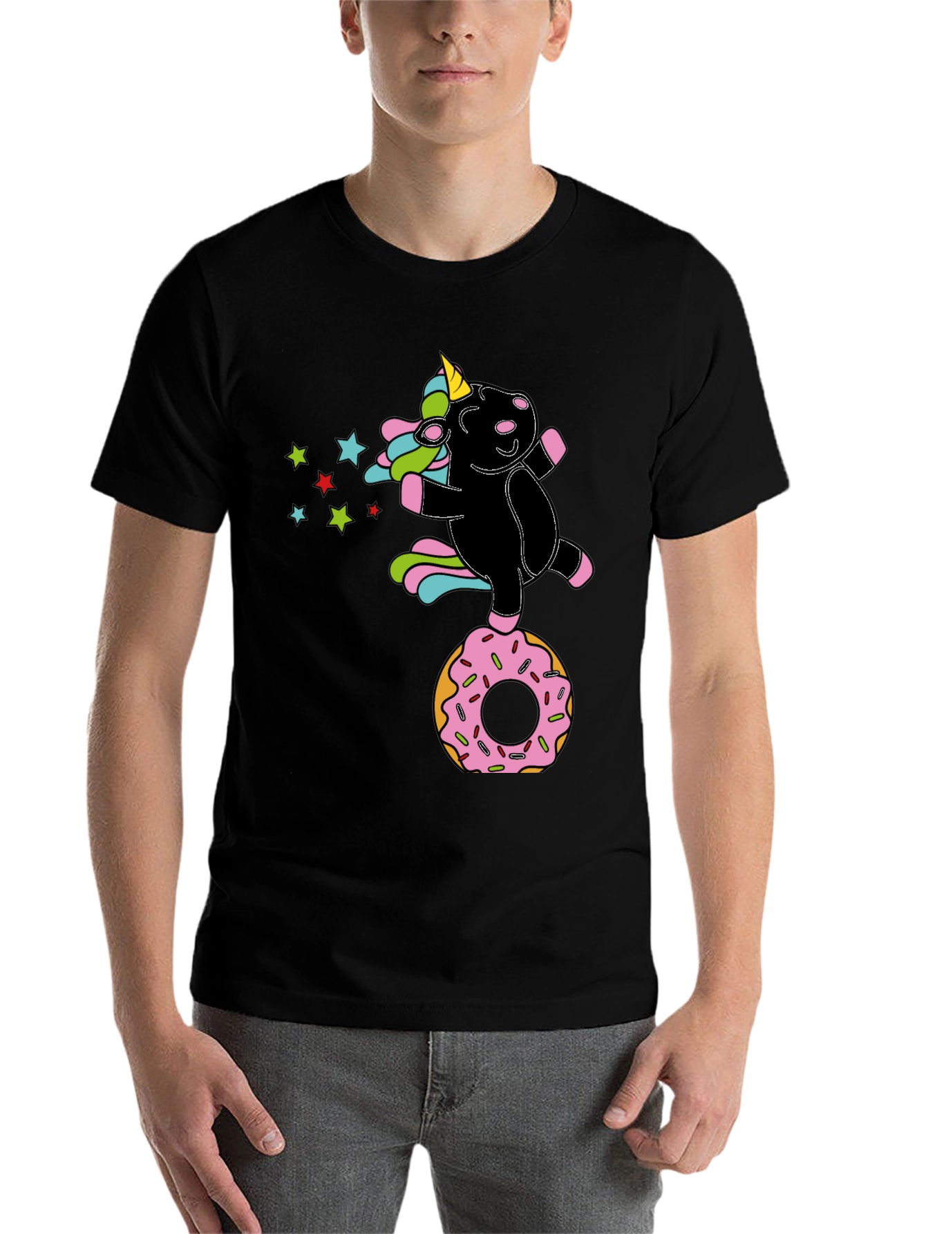 Black Unicorn Donut Black T-Shirt Fun Design view 7