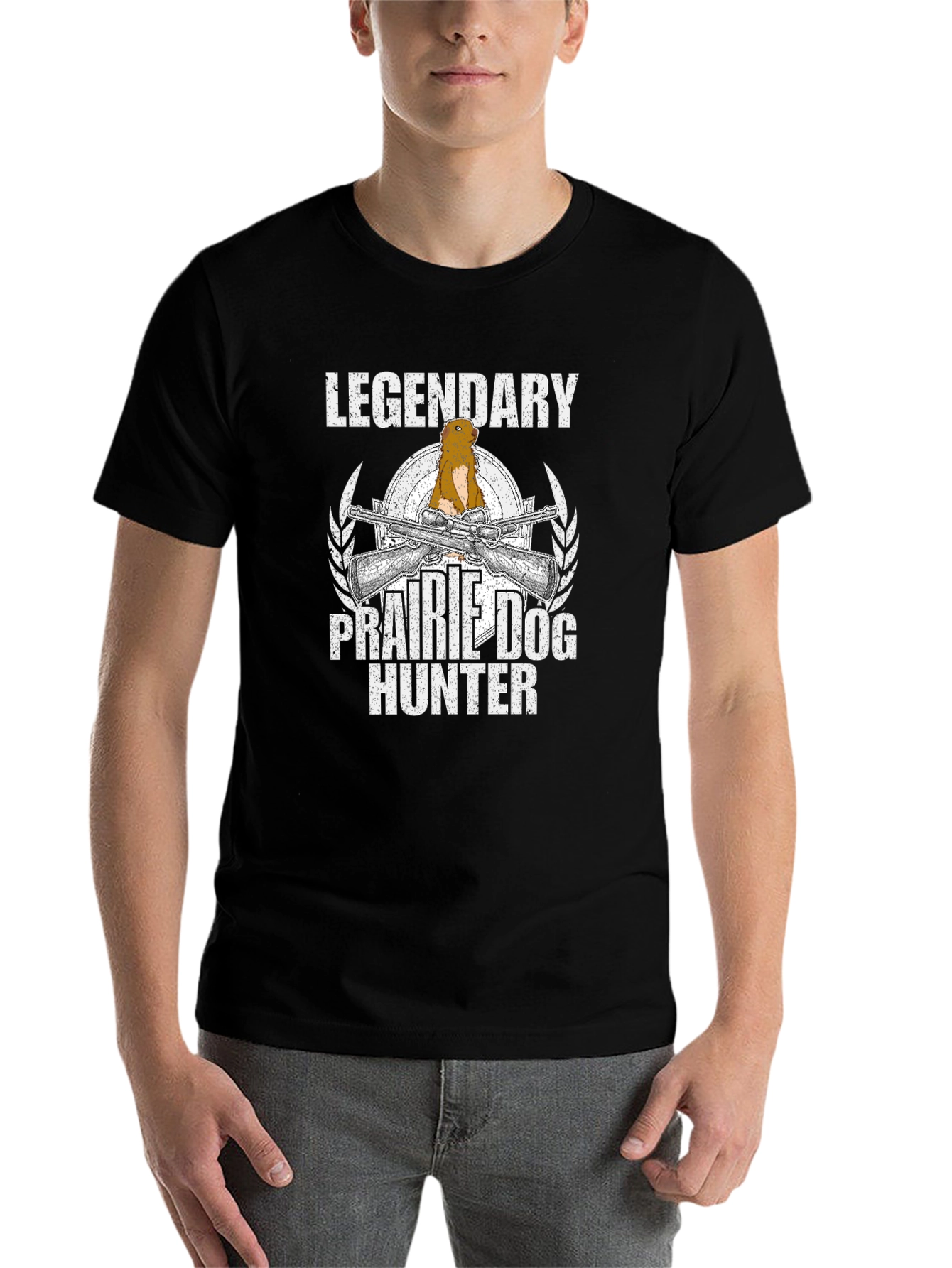 Black Legendary Prairie Dog Hunter Graphic T-Shirt view 7