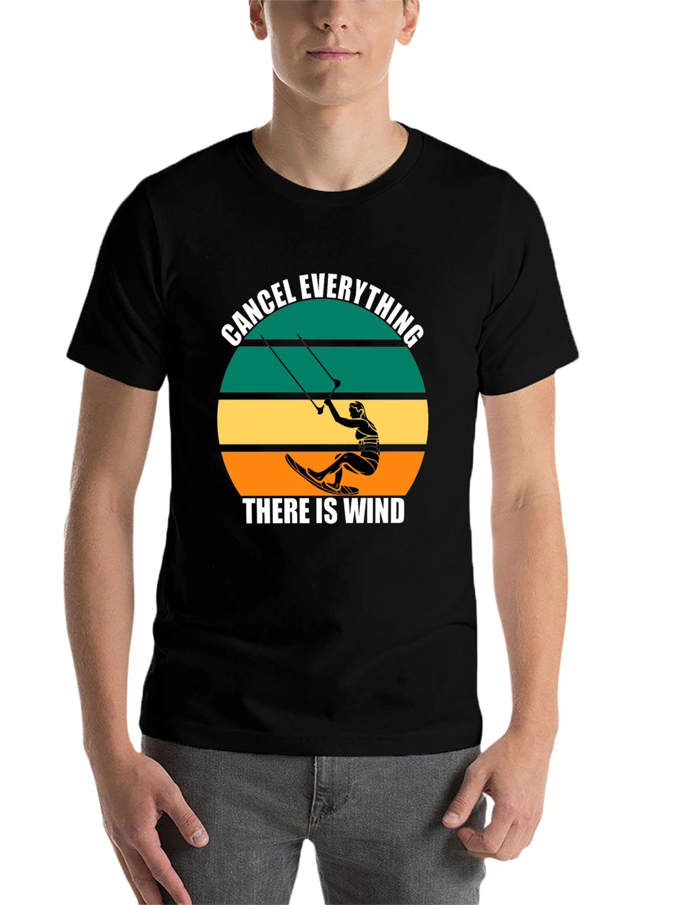 Black Cancel Everything Kitesurfing T-Shirt view 7