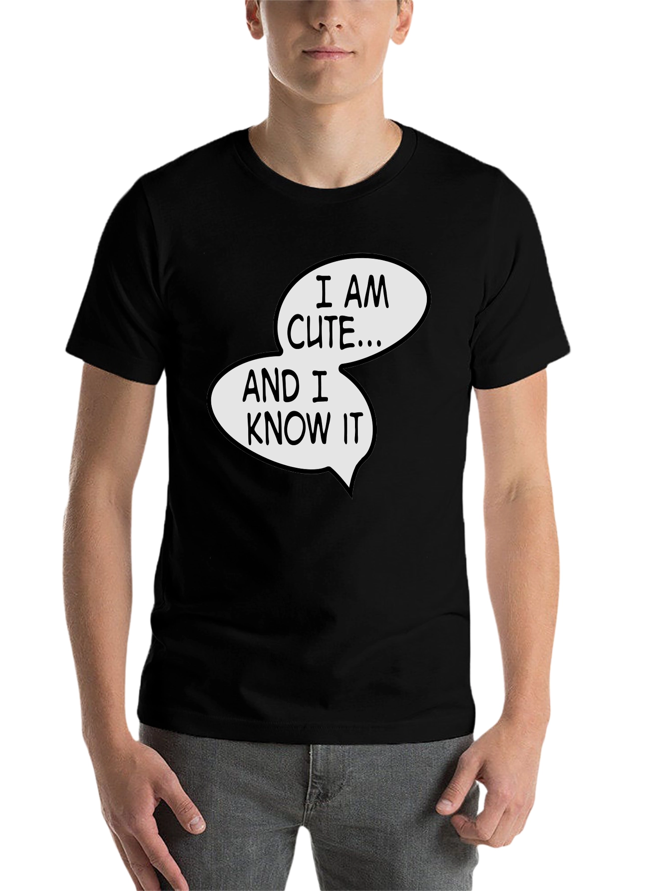 Black Cute & Confident Black Graphic Tee view 7