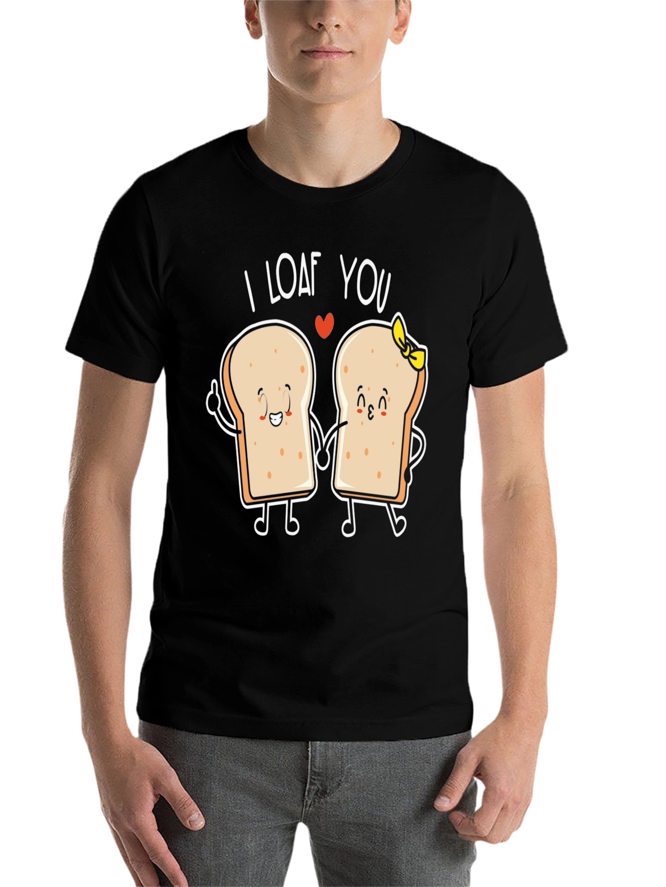 Black I Loaf You Graphic Tee - Bread Lovers Gift view 7
