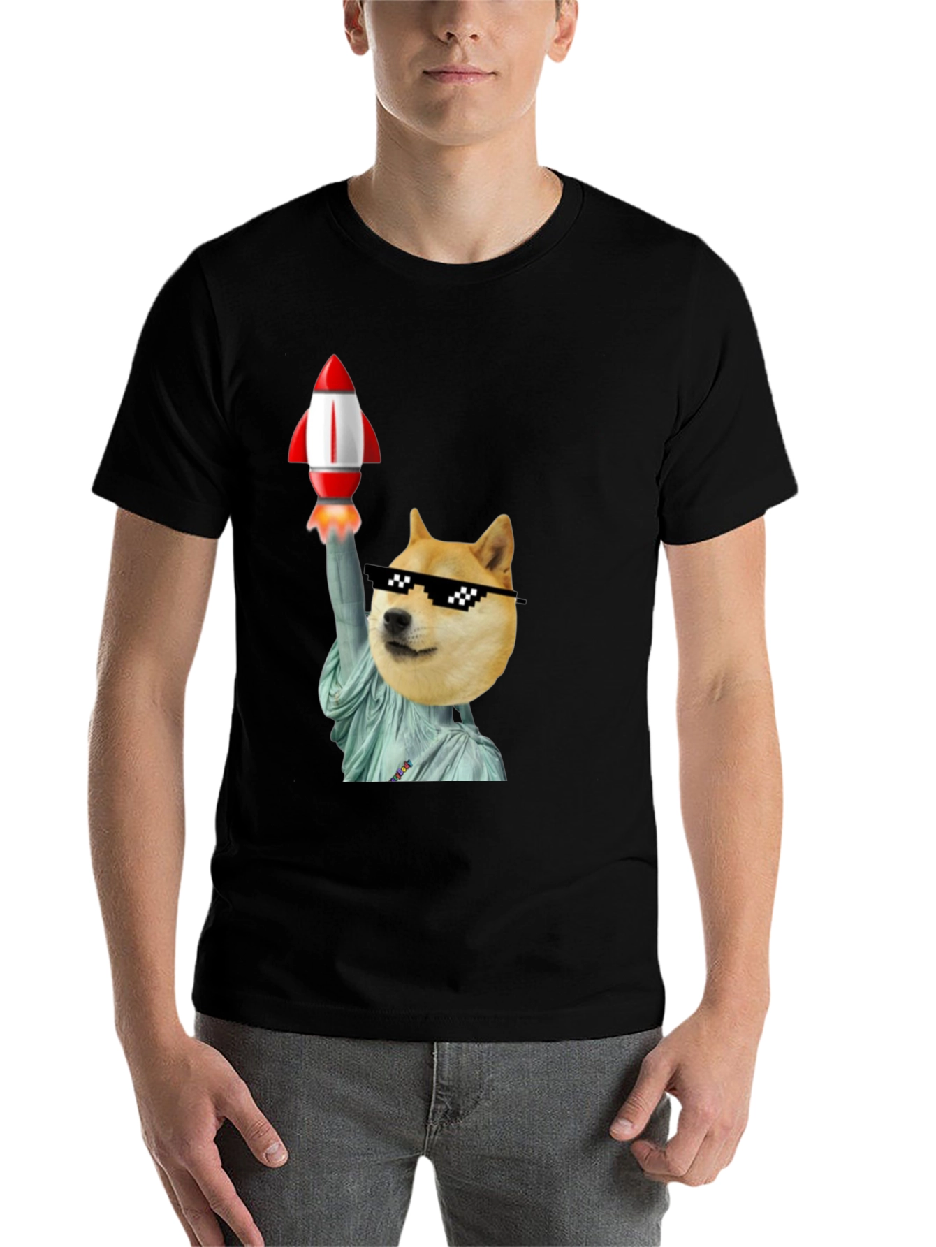 Black Doge Liberty Rocket T-Shirt view 7
