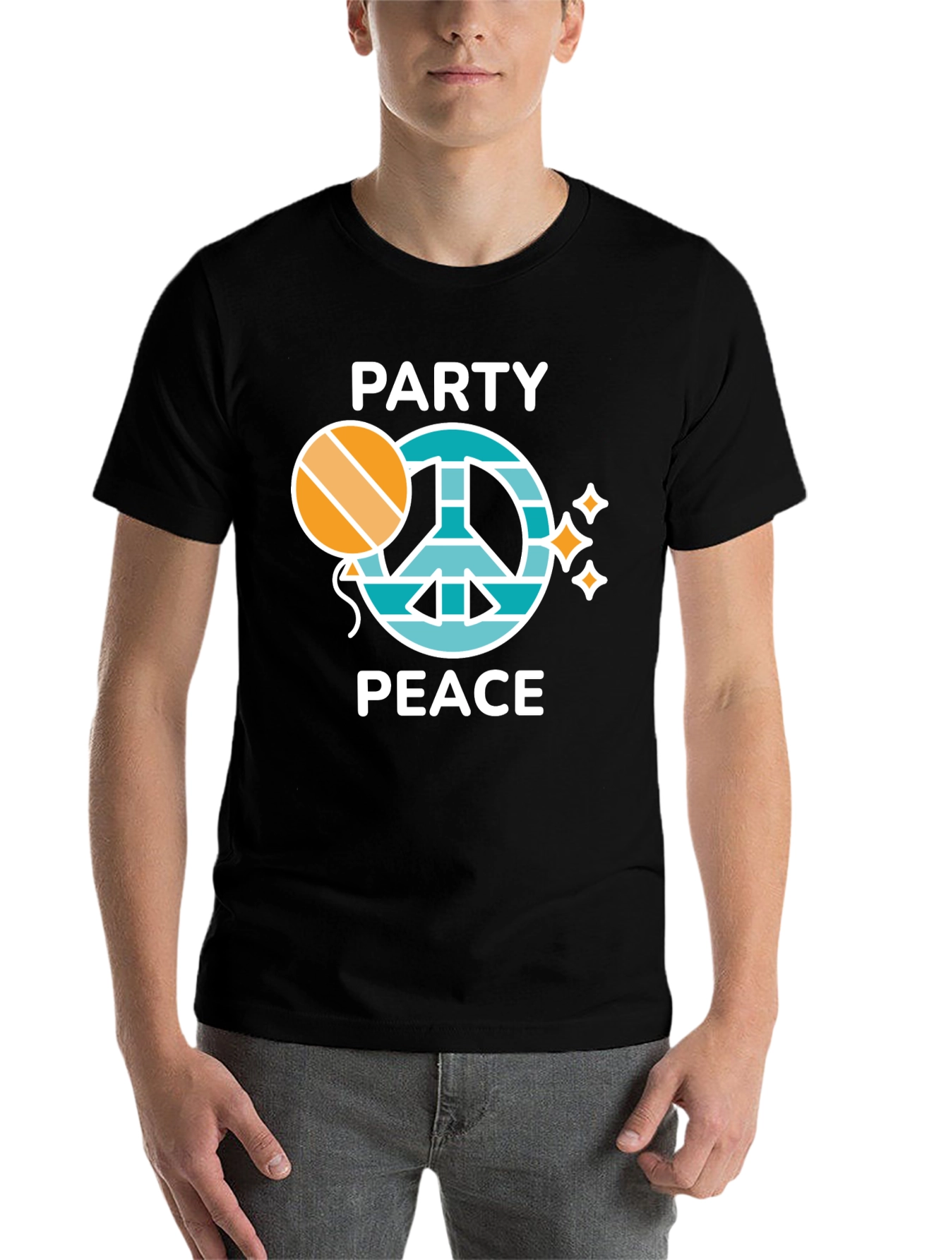 Black Party Peace Graphic Tee - Unisex Crew Neck view 7