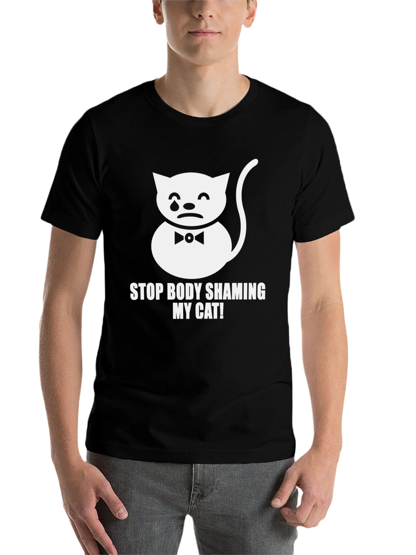 Black Stop Body Shaming My Cat T-Shirt - Funny Graphic Tee view 7