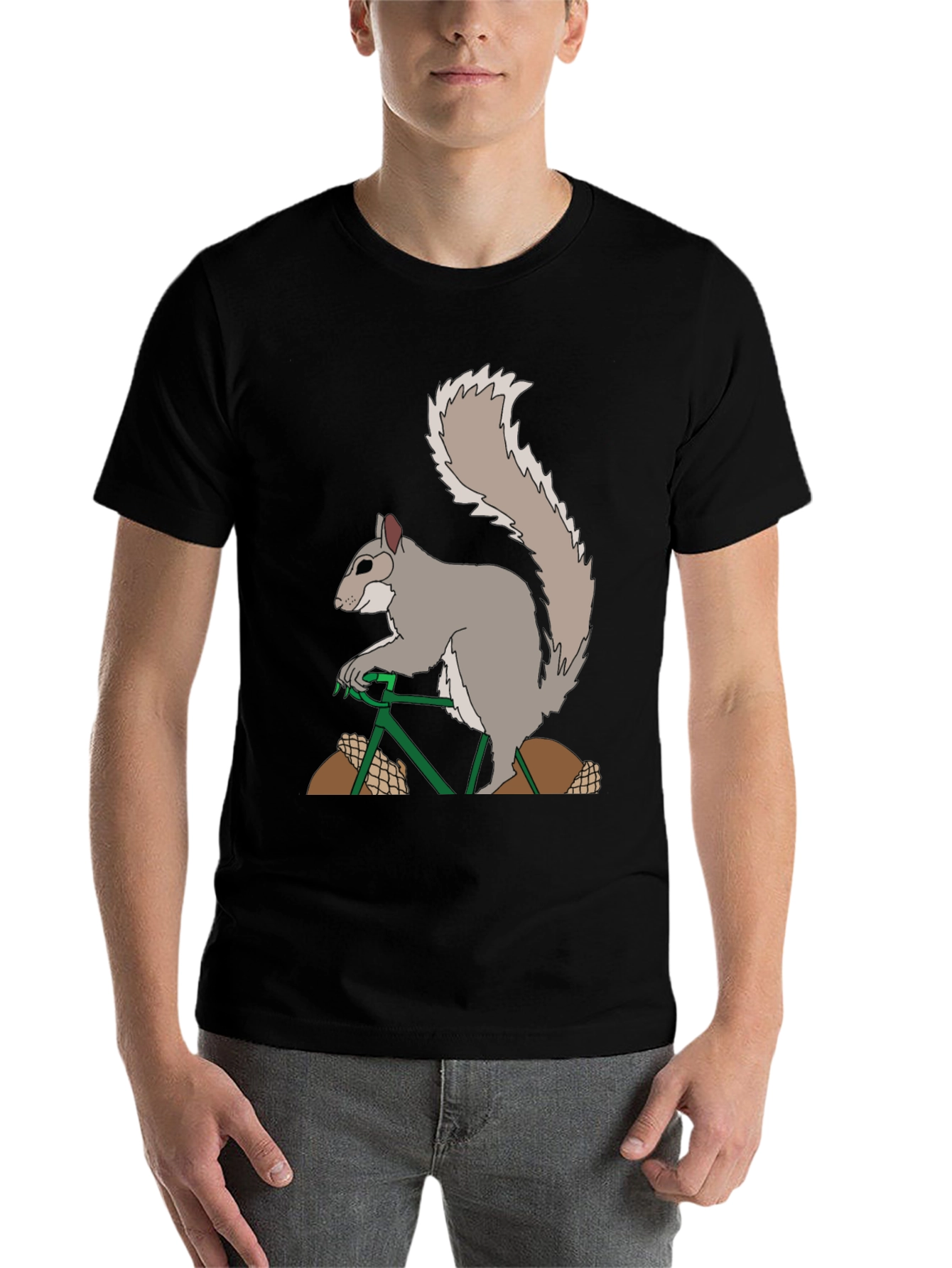 Black Squirrel on Bike Graphic Tee view 7