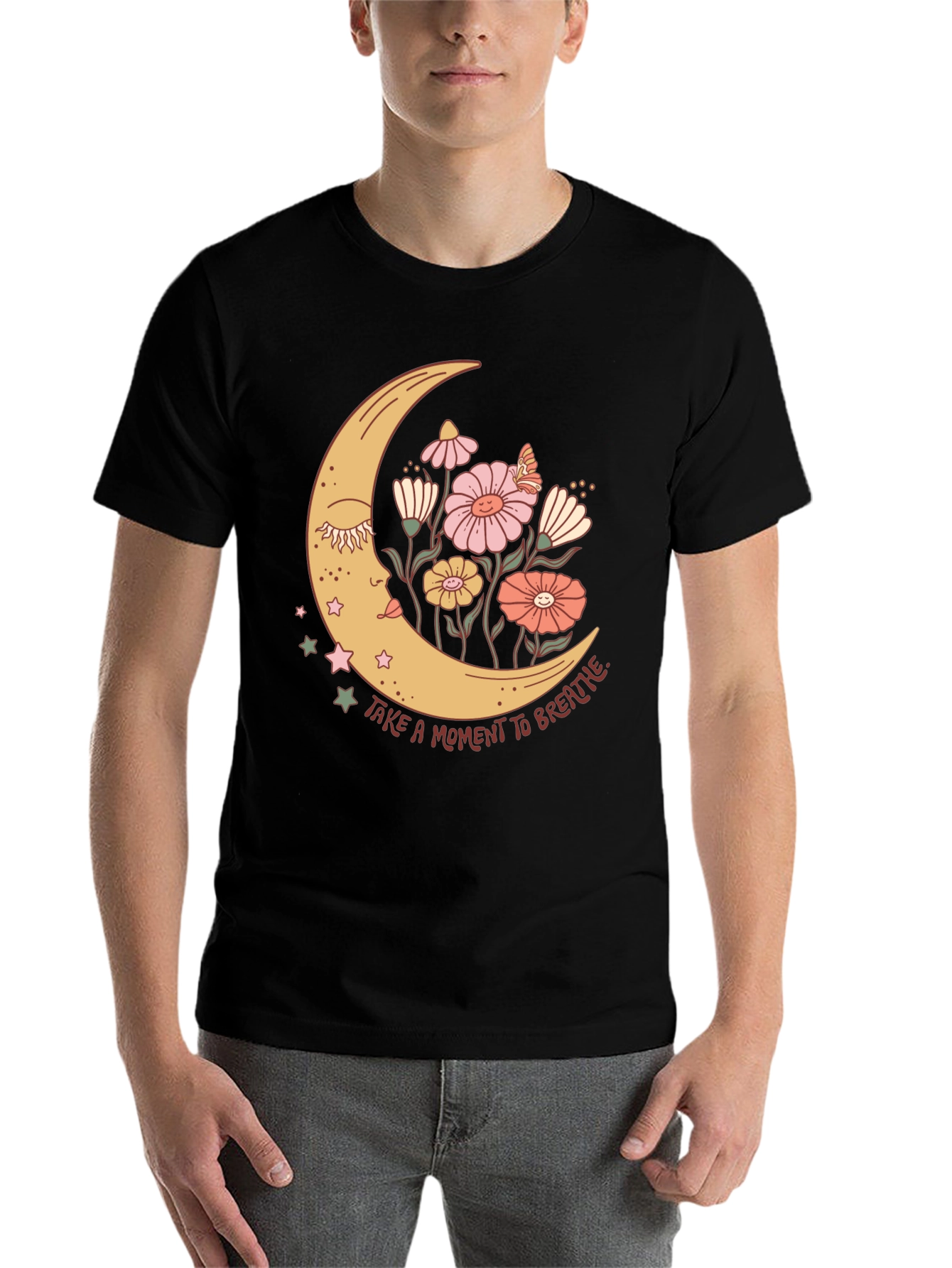 Black Moon Flower Graphic T-Shirt view 7