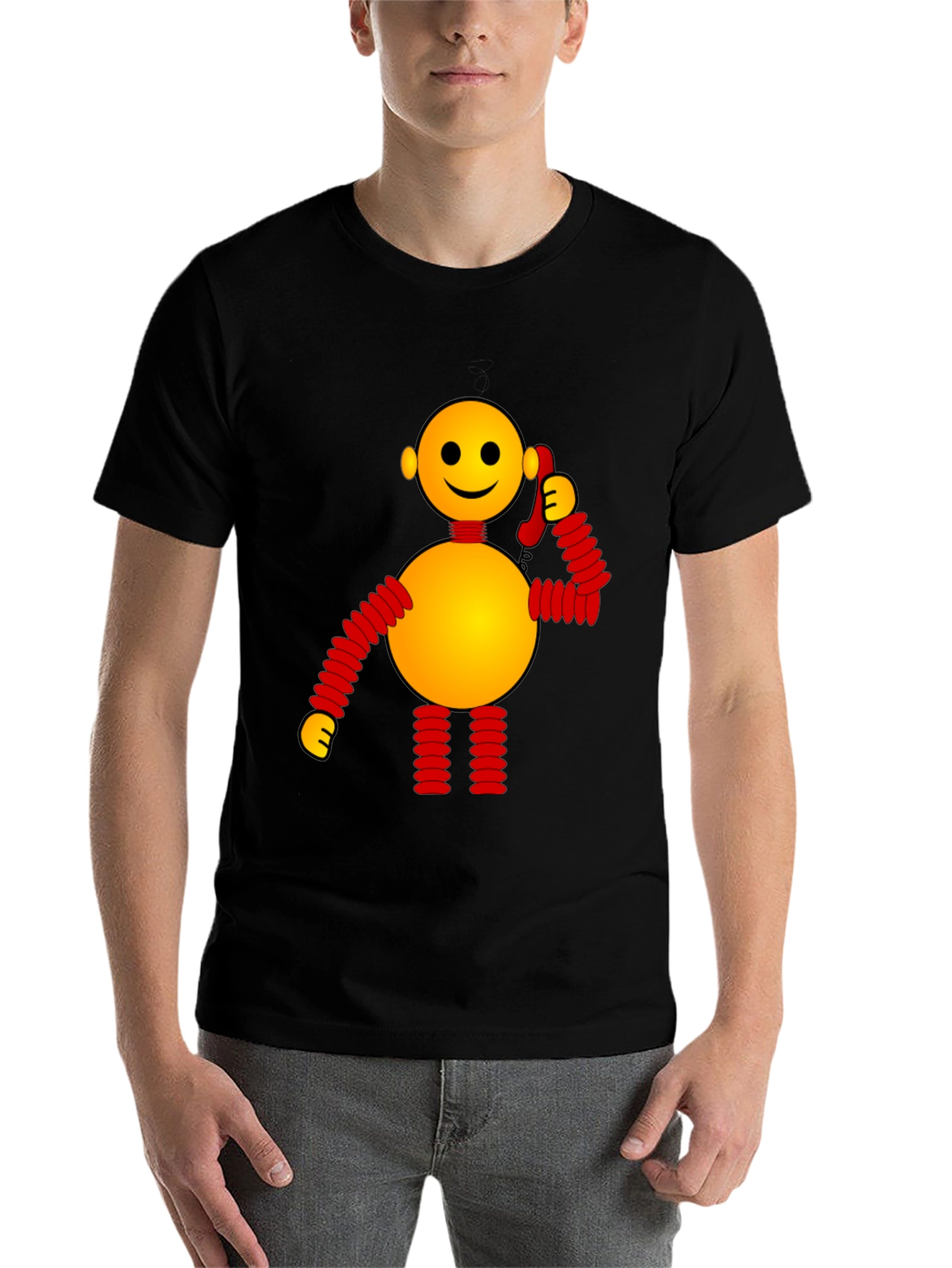 Black Whimsical Robot Graphic Tee - Black view 7