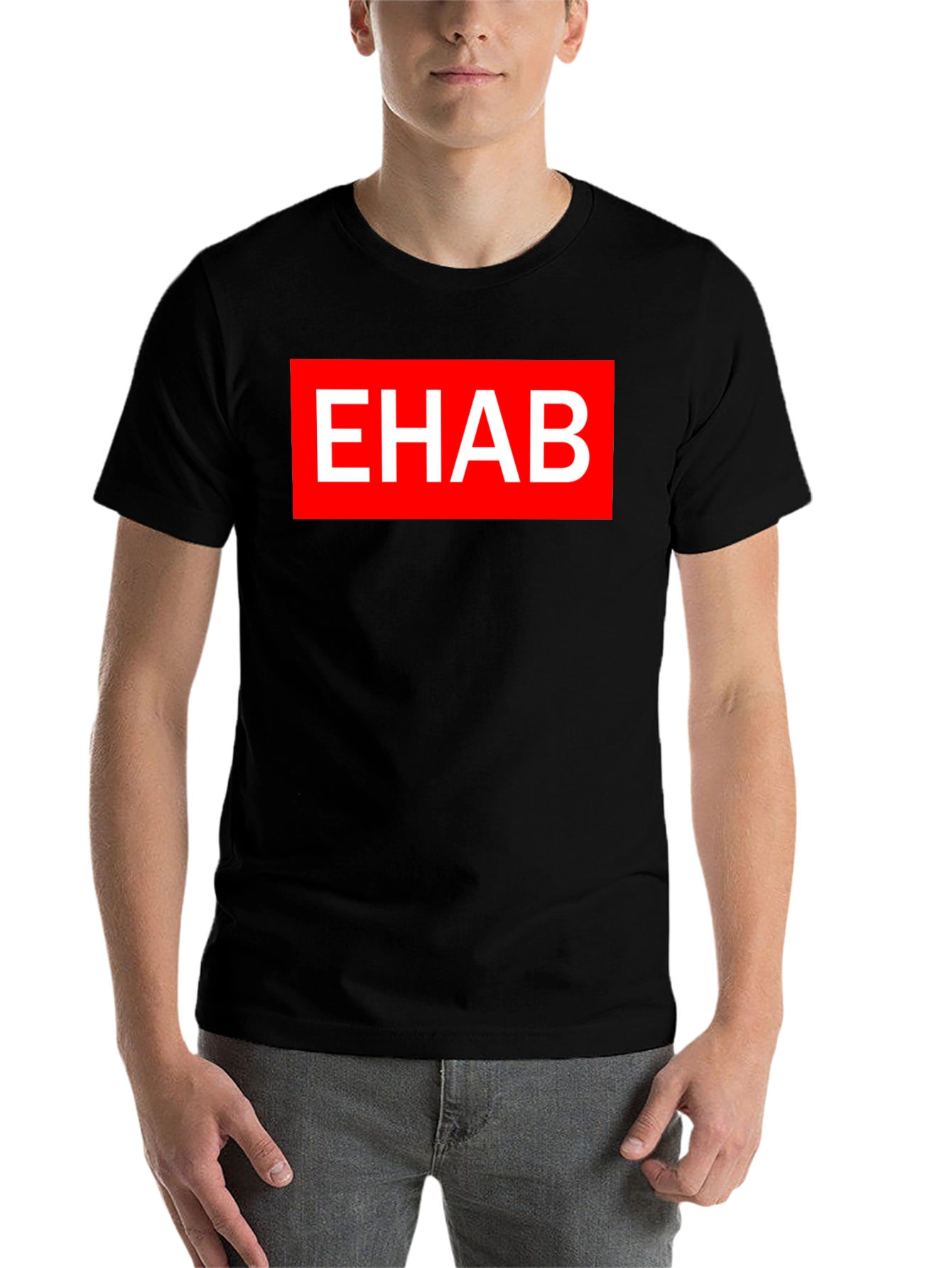 Black EHAB Graphic Tee - Bold Statement T-Shirt view 7