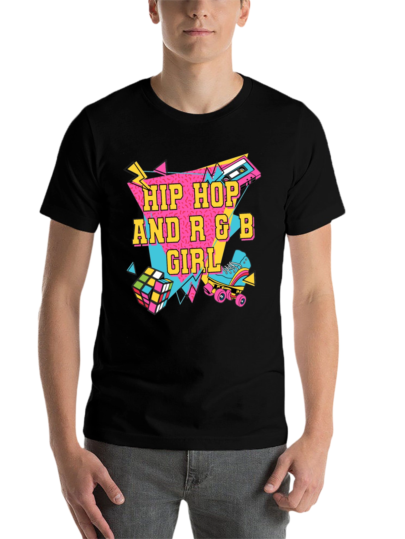 Hip Hop R&B Girl Black T-Shirt - 80s Style - 7