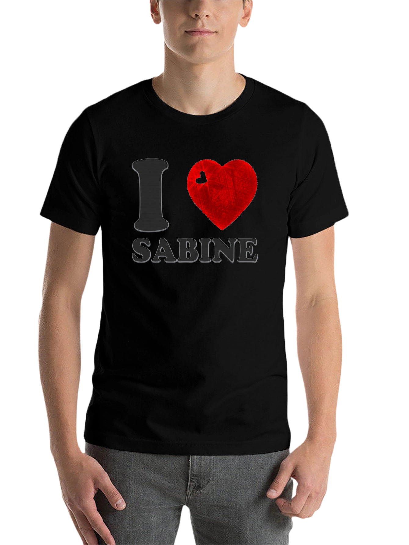 Black I Heart Sabine Black Cotton T-Shirt view 7