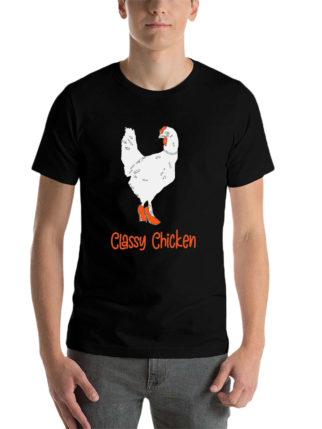 Black Classy Chicken T-Shirt - Novelty Animal Graphic Tee view 7
