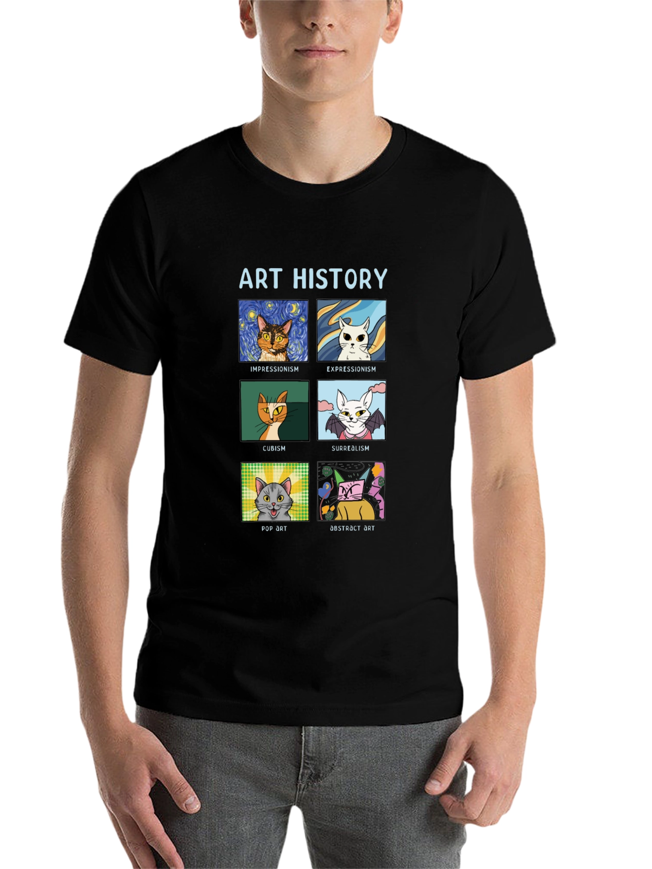Black Art History Cats Black T-Shirt view 7