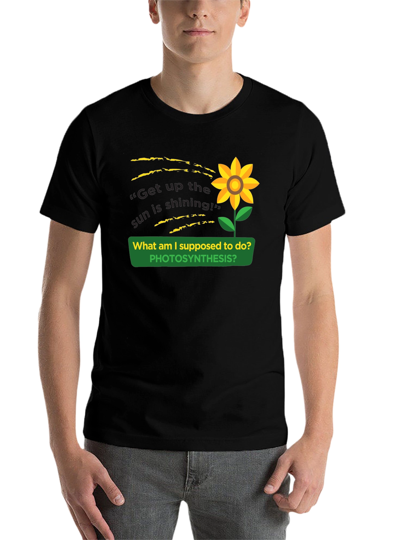 Black Photosynthesis Sunflower Graphic T-Shirt view 7