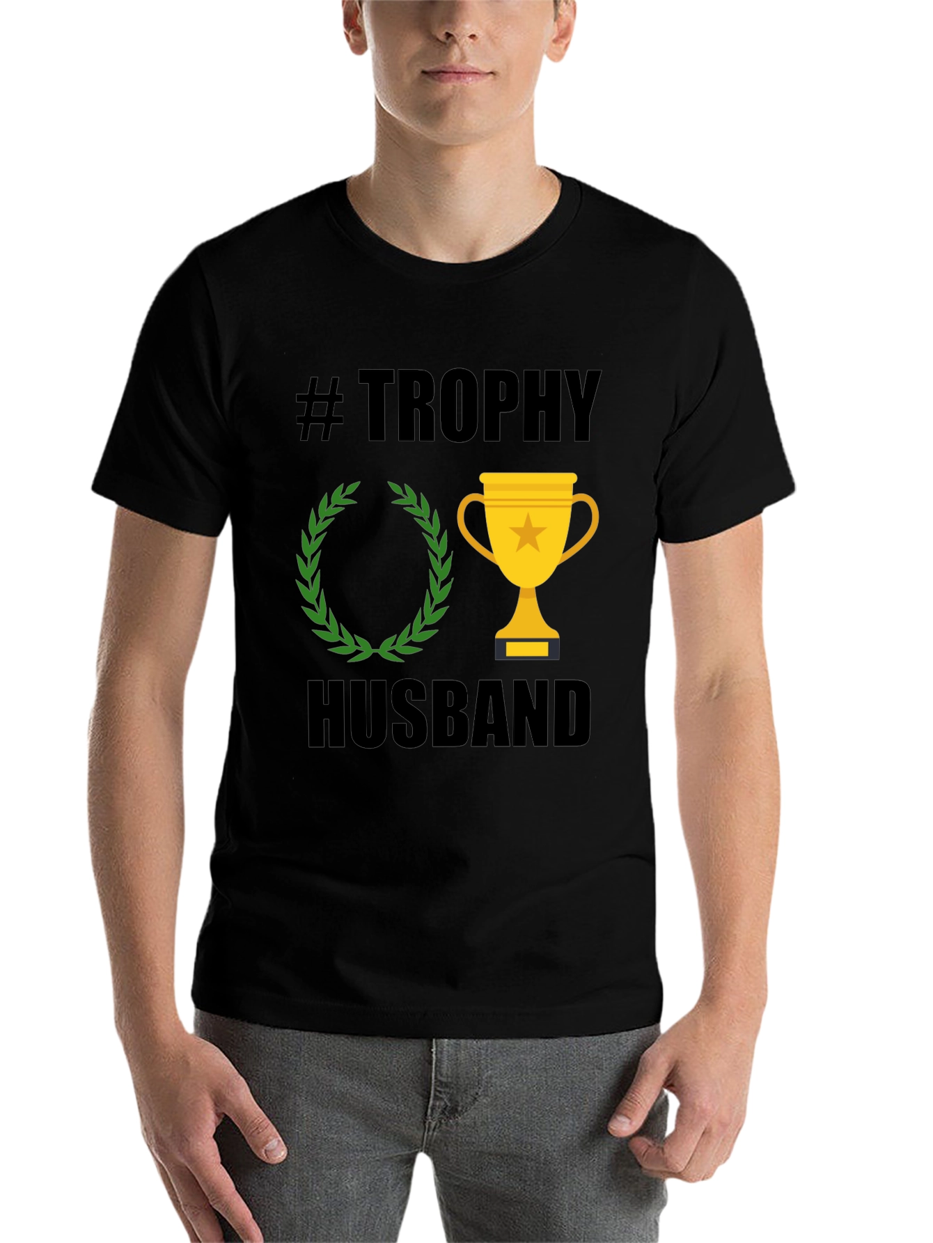 Black Trophy Husband Graphic Tee - Black Cotton T-Shirt view 7