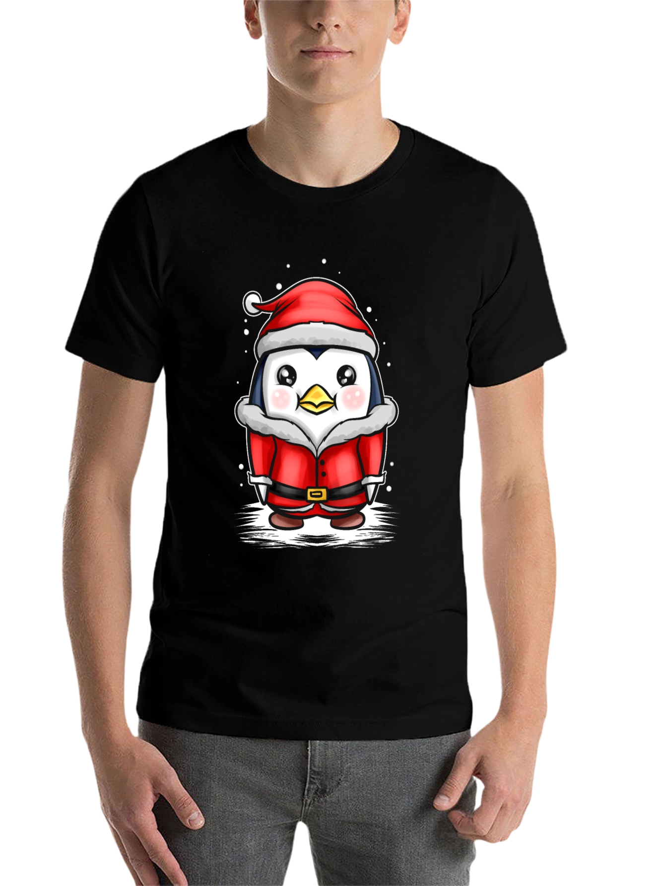 Black Penguin Santa T-Shirt - Holiday Cheer view 7