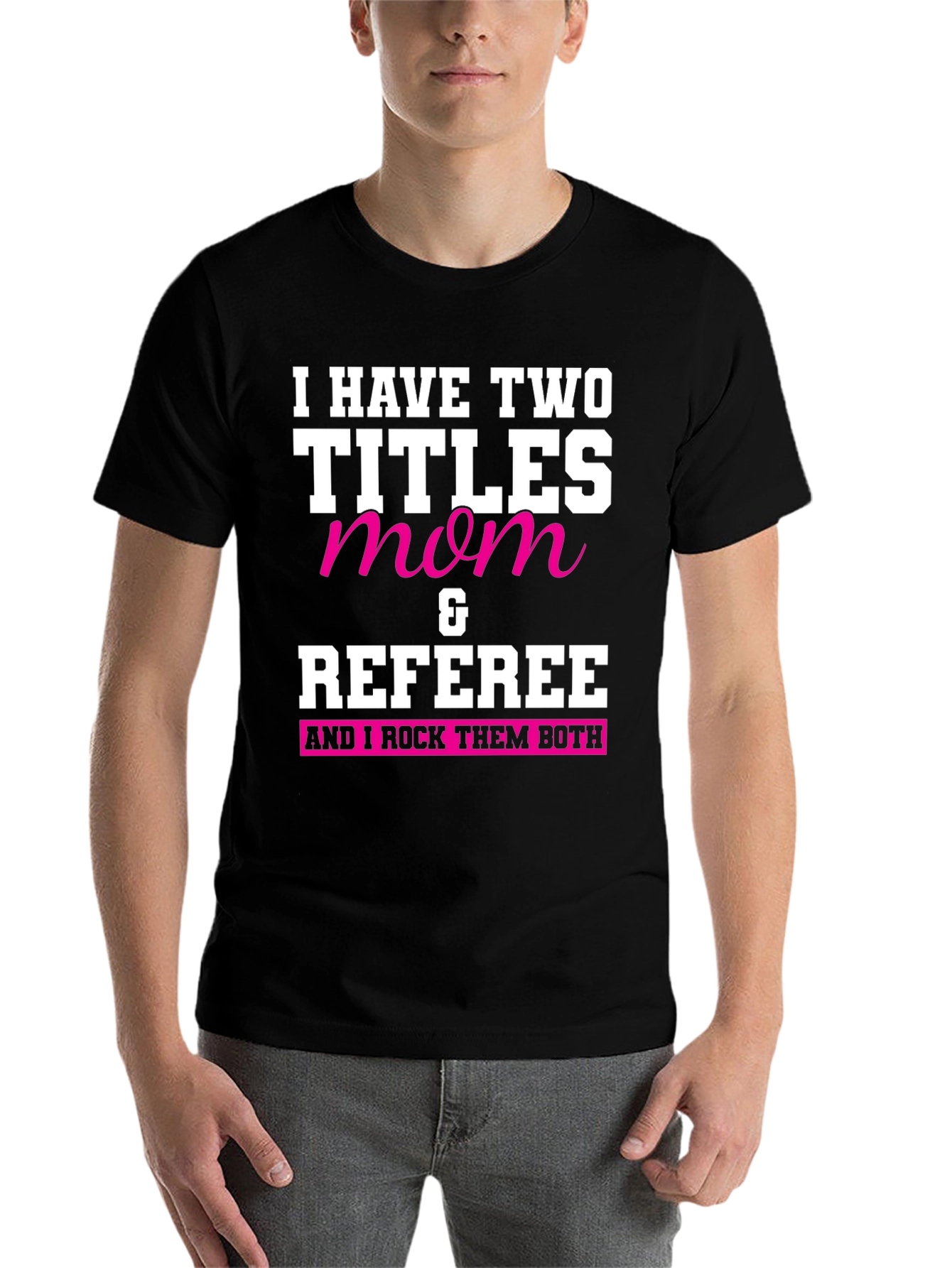Black Mom & Referee T-Shirt - I Rock Them Both view 7
