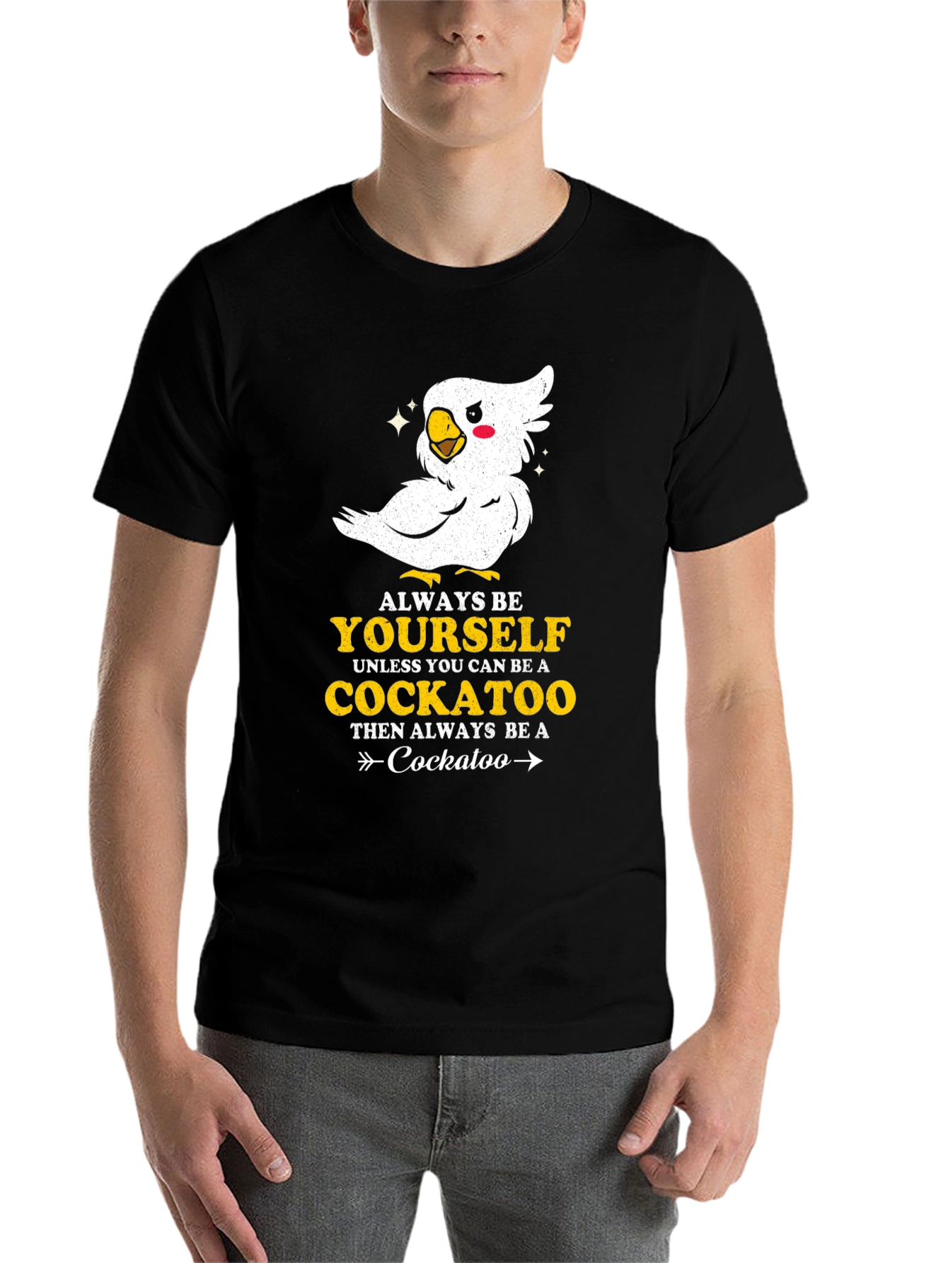 Black Always Be Yourself Cockatoo T-Shirt view 7