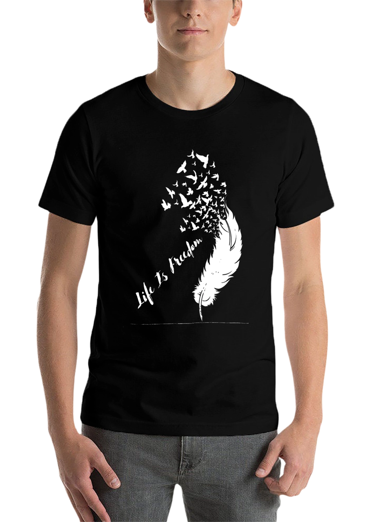 Black Life is Freedom Feather Bird T-Shirt view 7