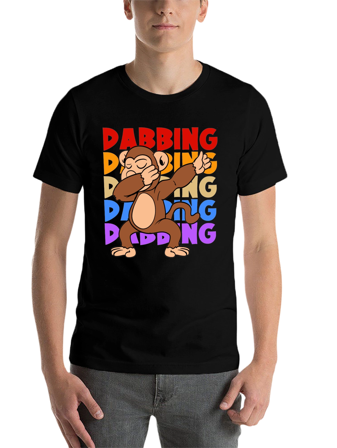 Black Dabbing Monkey Graphic T-Shirt - Fun Trendy Tee view 7