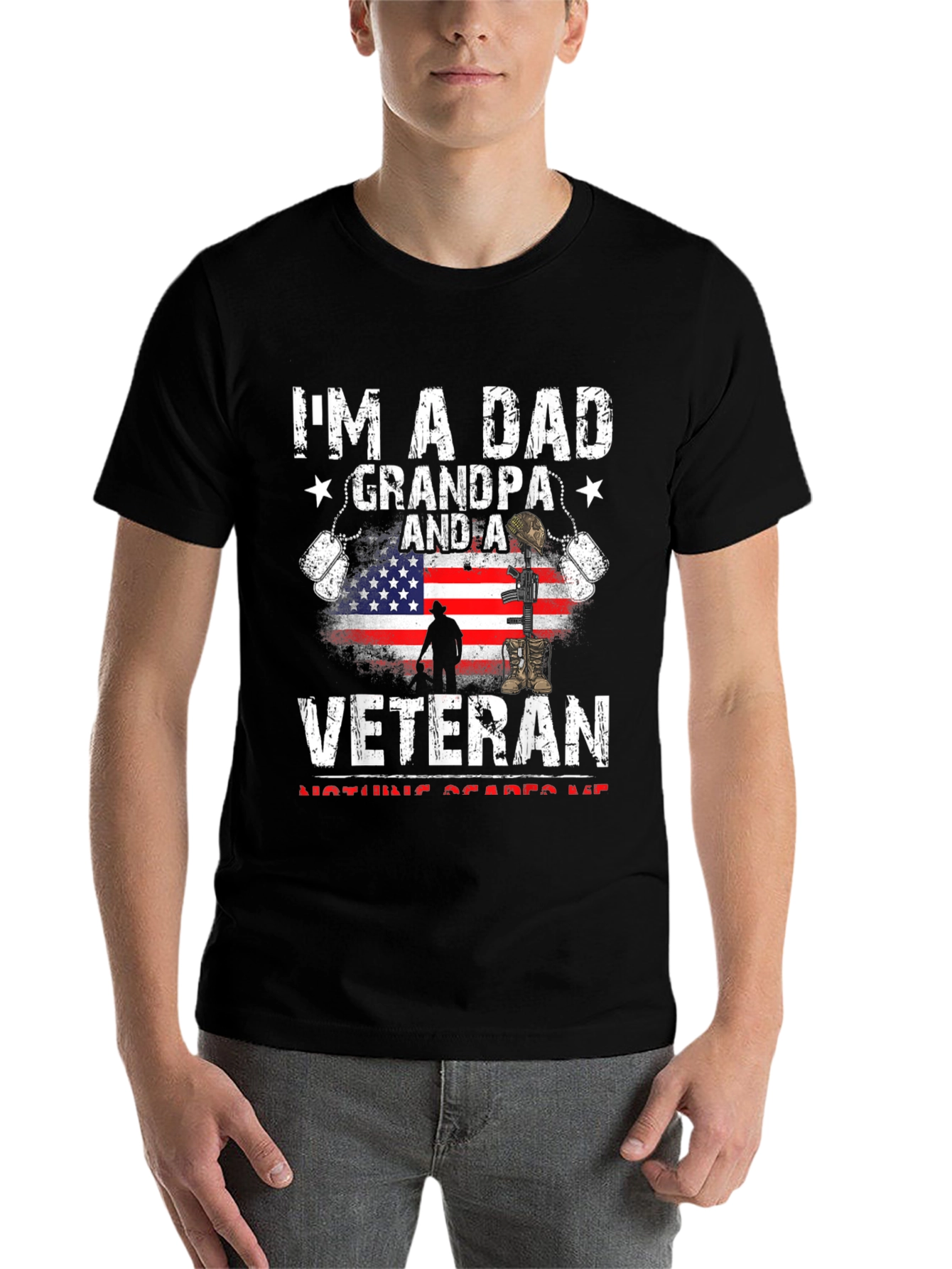 Black Dad Grandpa Veteran Graphic Tee view 7
