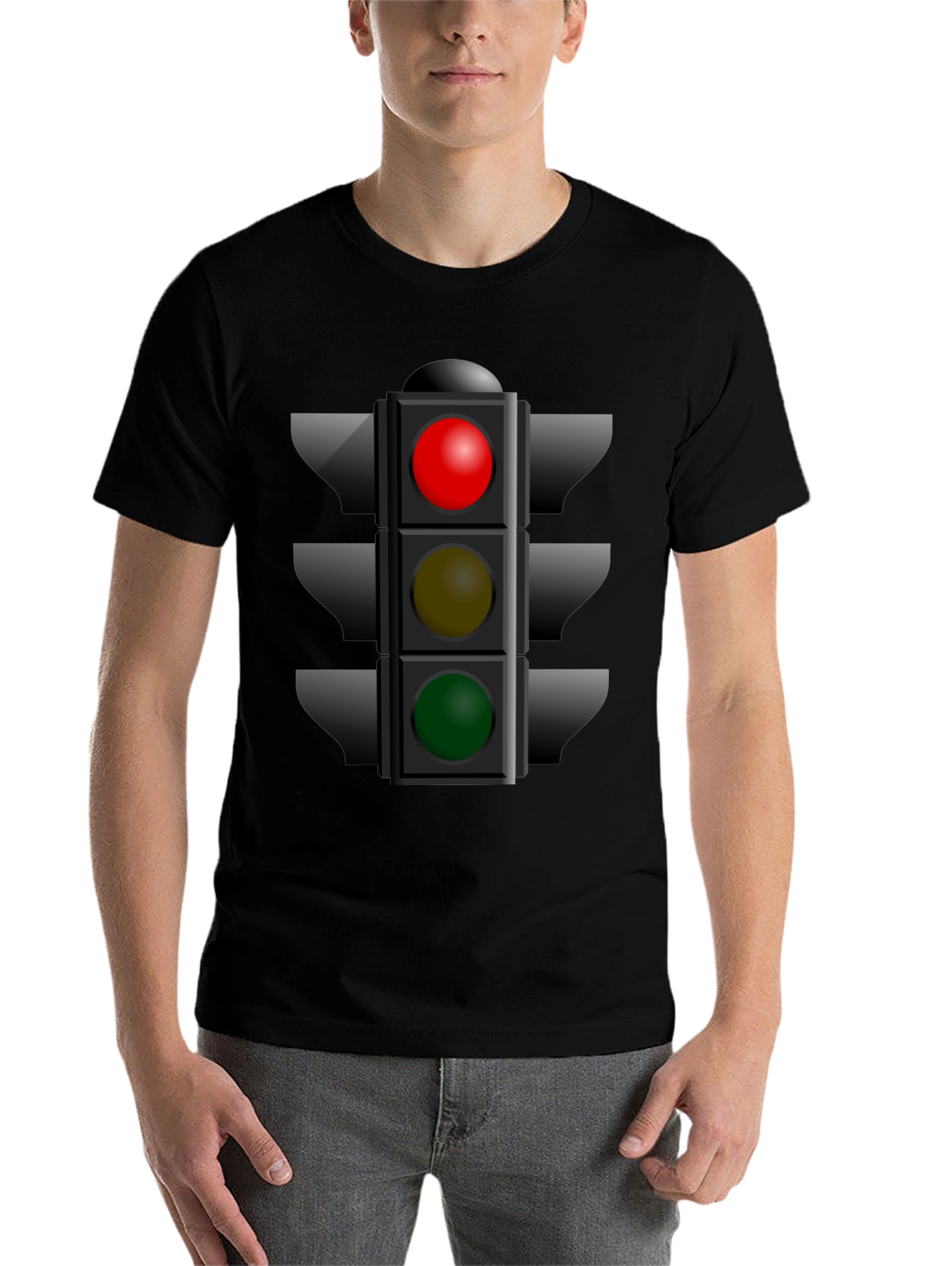 Black Traffic Light Graphic Tee - Novelty T-Shirt view 7