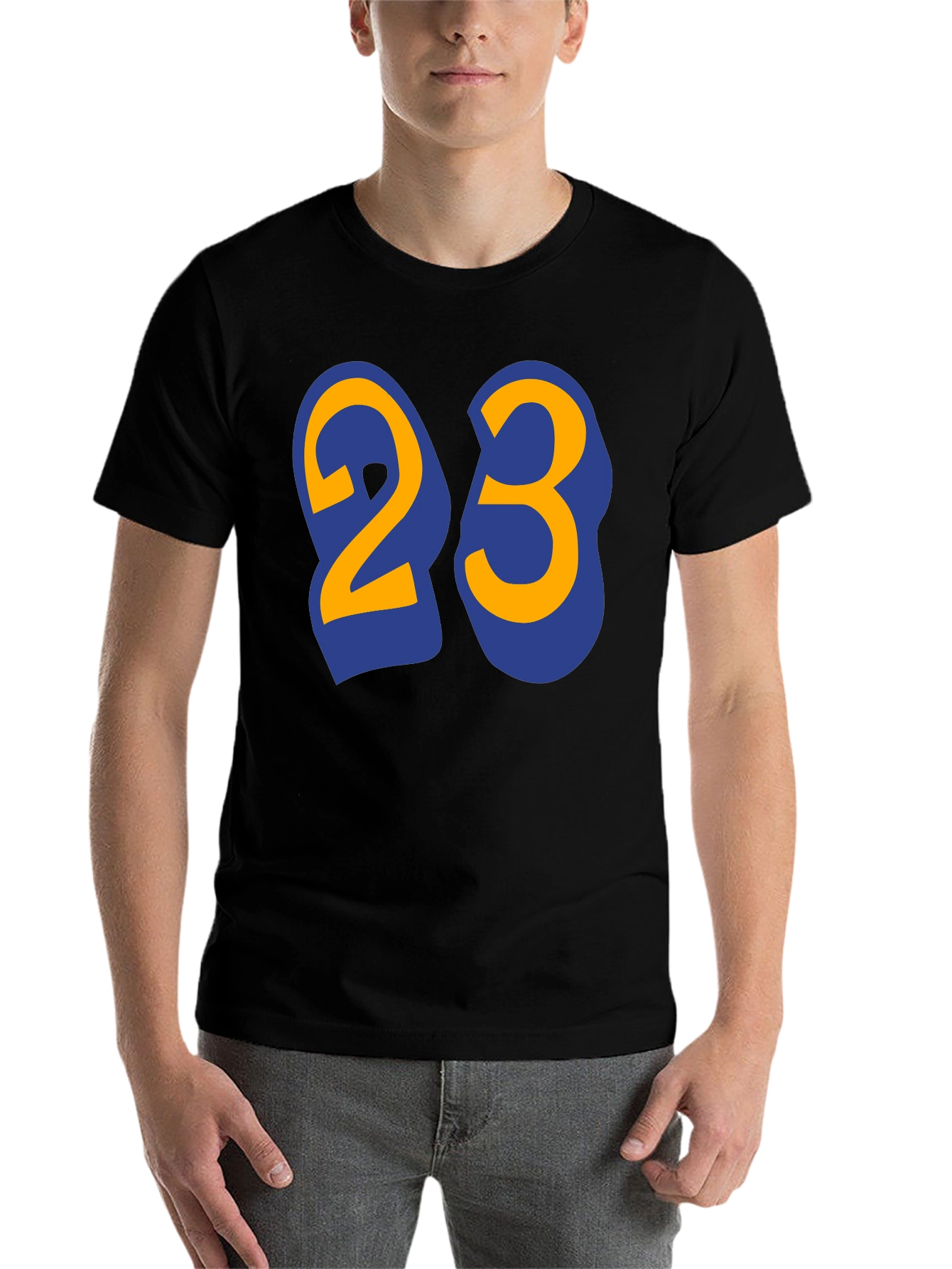 Black Men's Black T-Shirt with Number 23 Graphic view 7