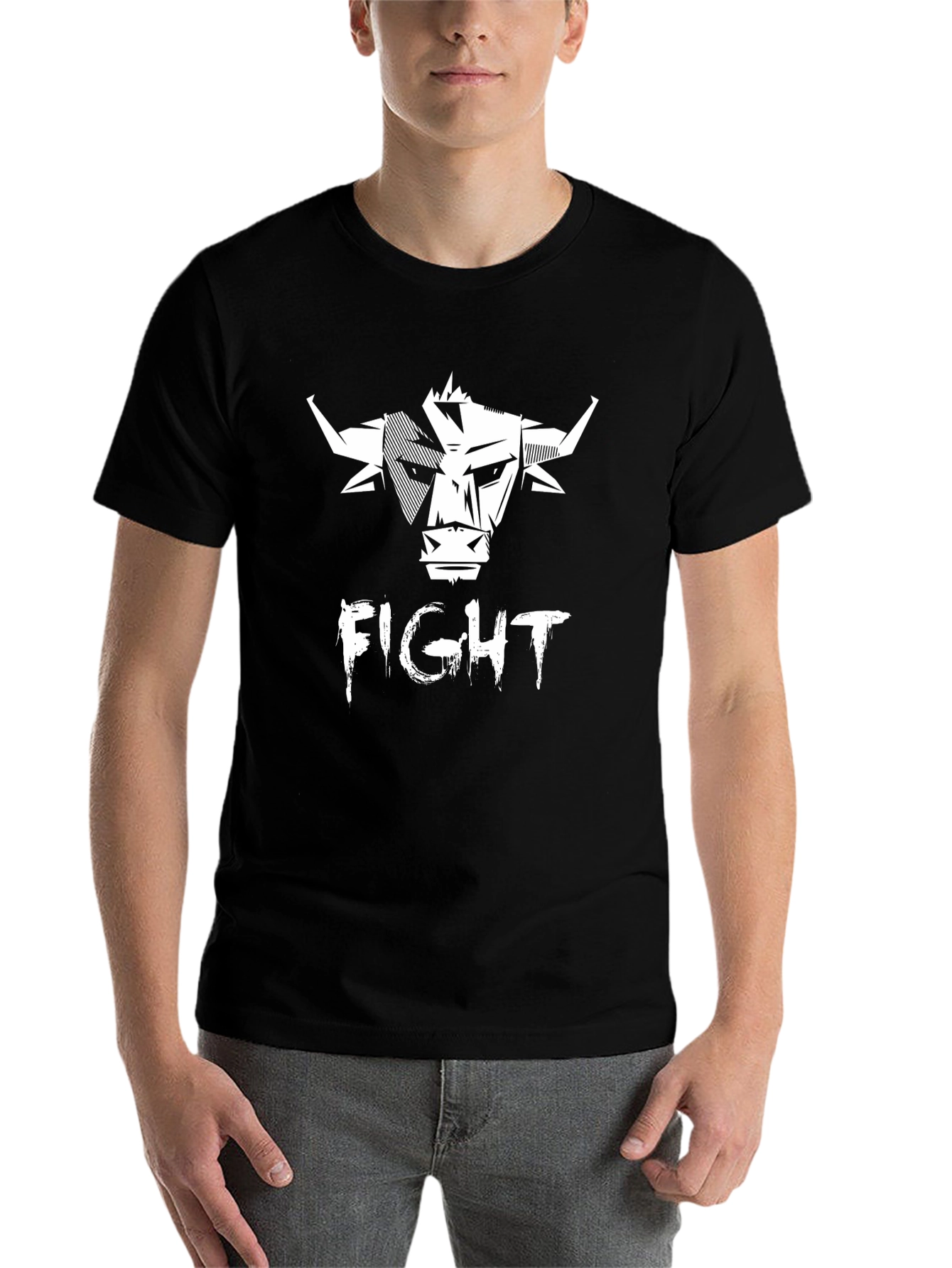 Black Men's Black FIGHT Graphic T-Shirt view 7