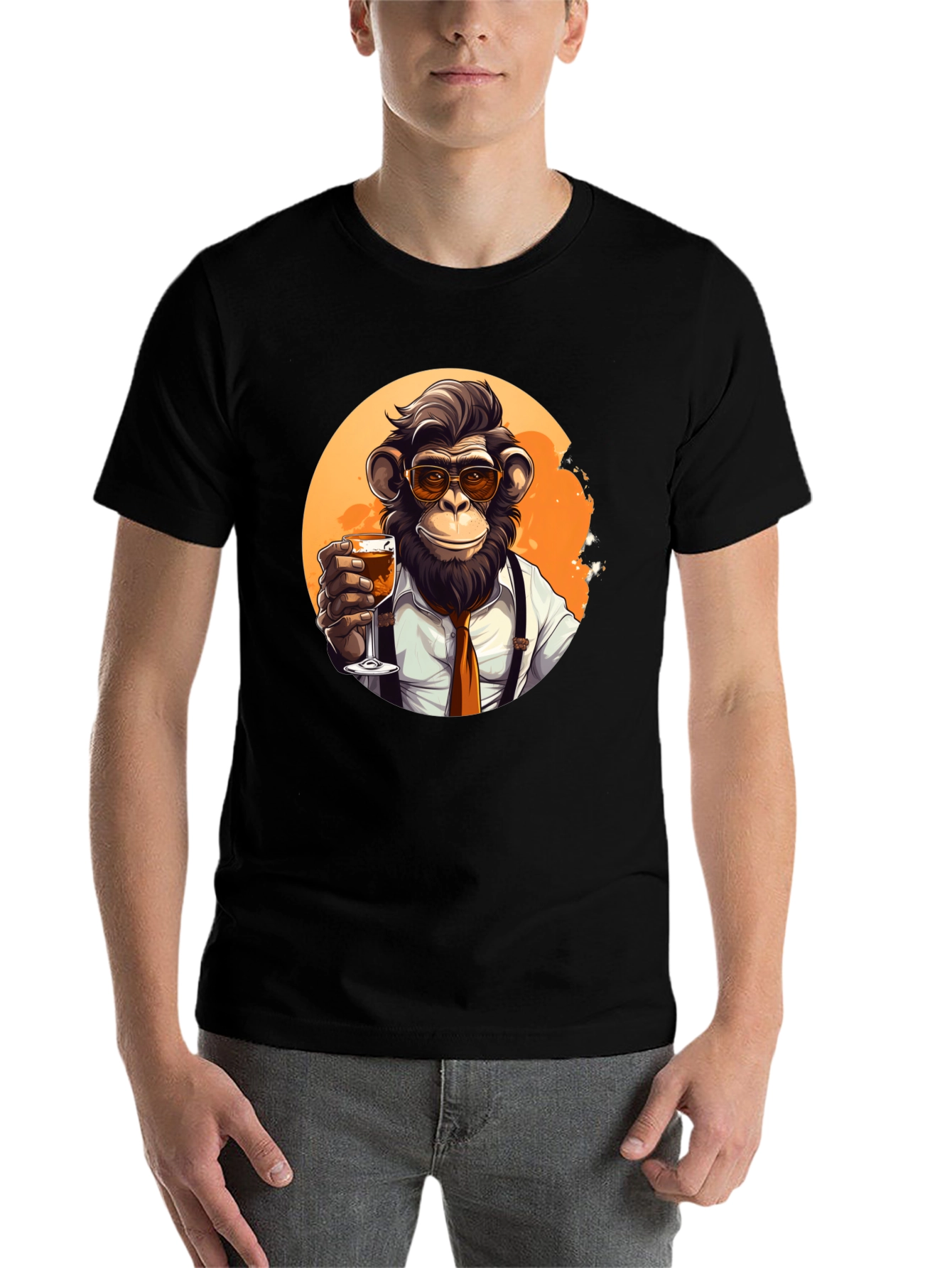 Black Dapper Monkey Black T-Shirt view 7