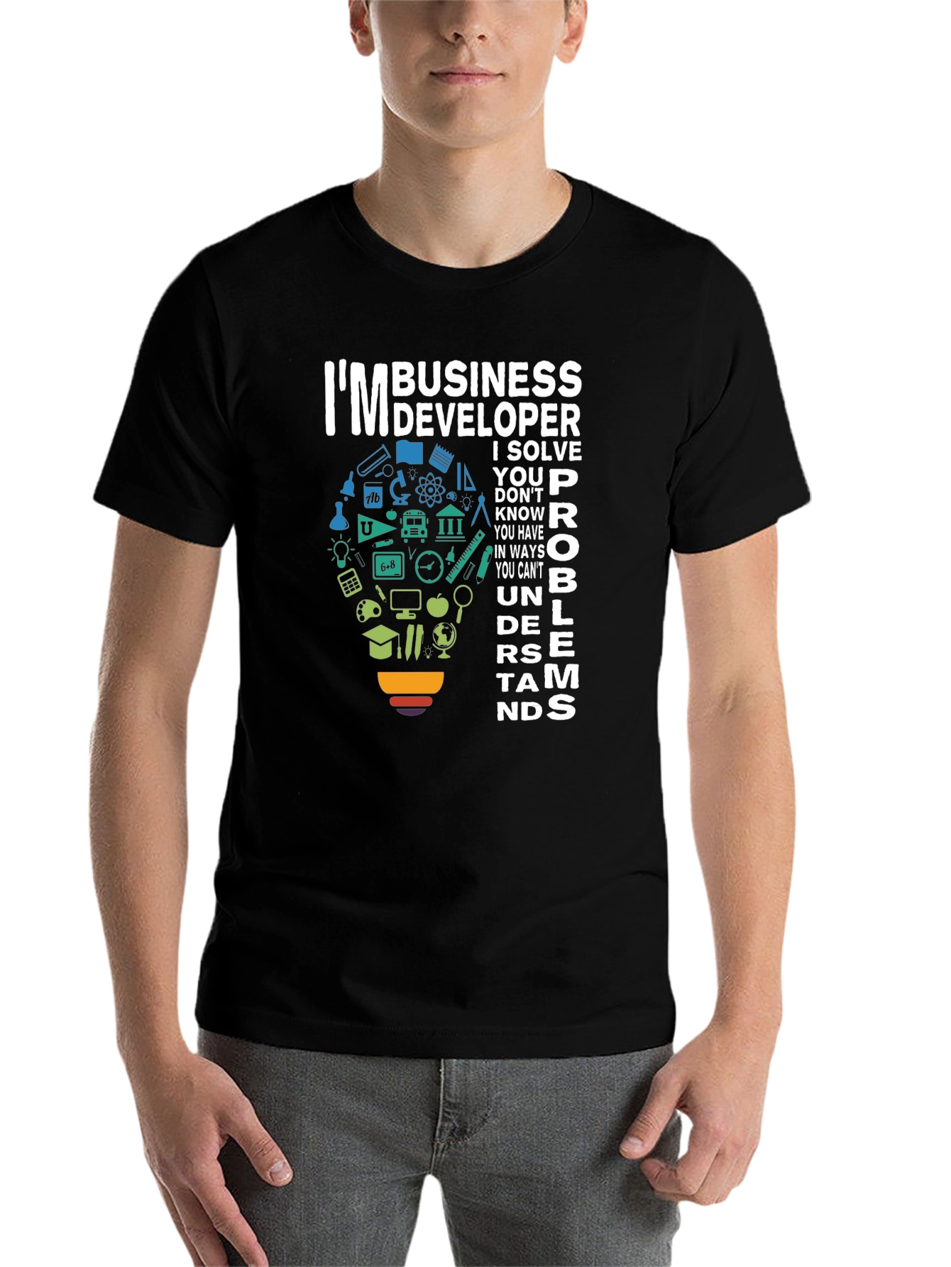 Black Business Developer T-Shirt - Problem Solver Tee view 7