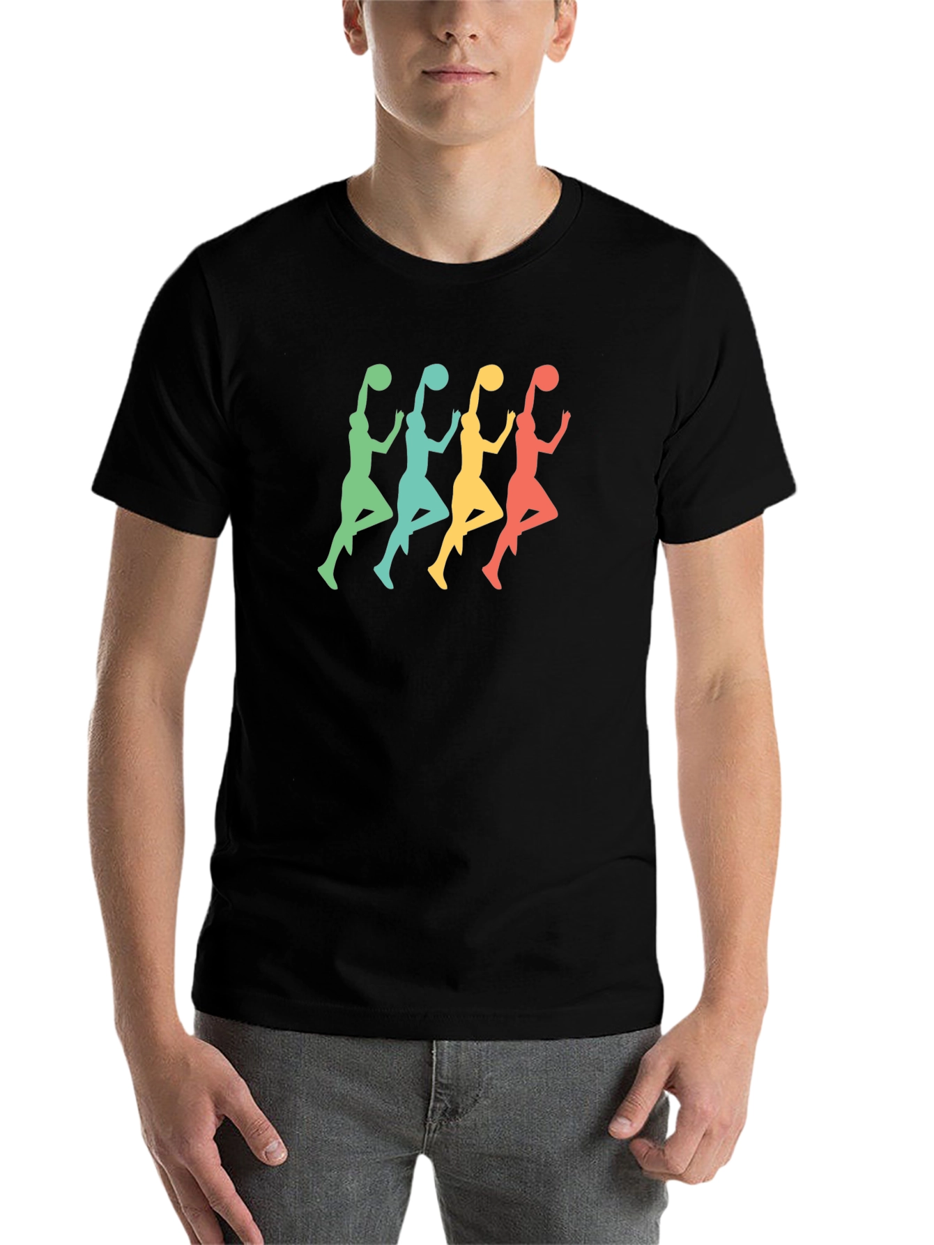 Black Retro Basketball Player Silhouette Graphic Tee view 7