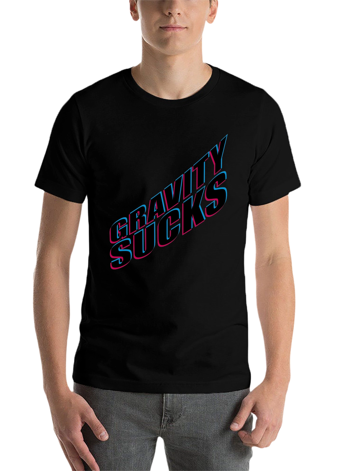 Black Gravity Sucks Graphic Tee - Black Casual T-Shirt view 7