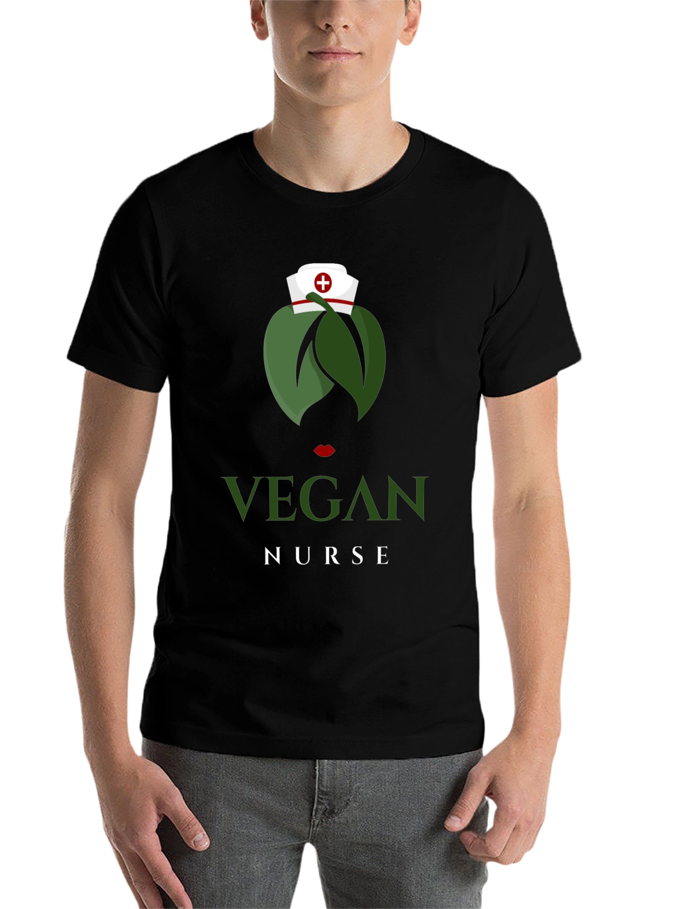 Black Vegan Nurse T-Shirt - Unique Graphic Tee view 7