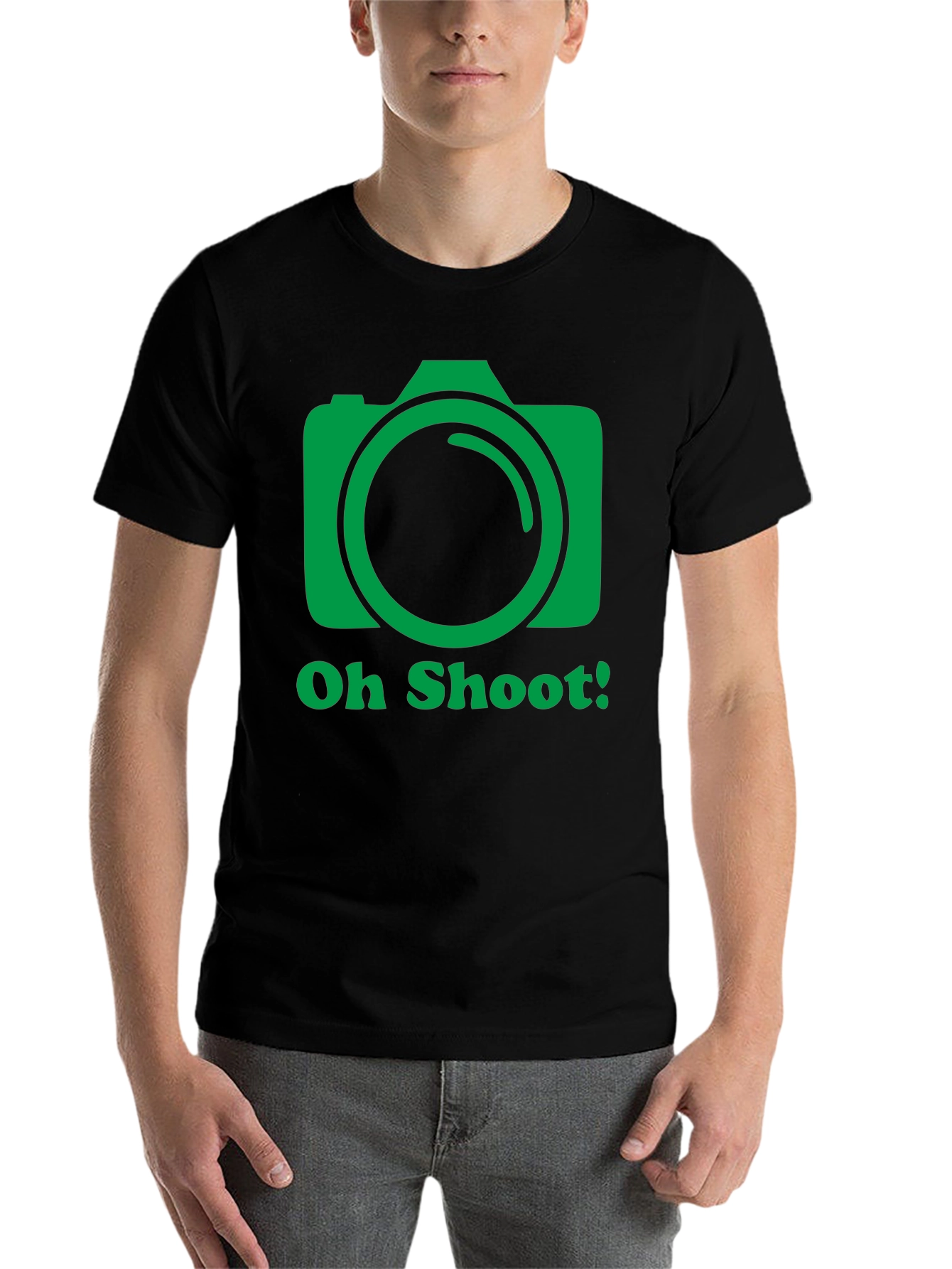 Black Oh Shoot Camera Graphic T-Shirt - Photographer Tee view 7