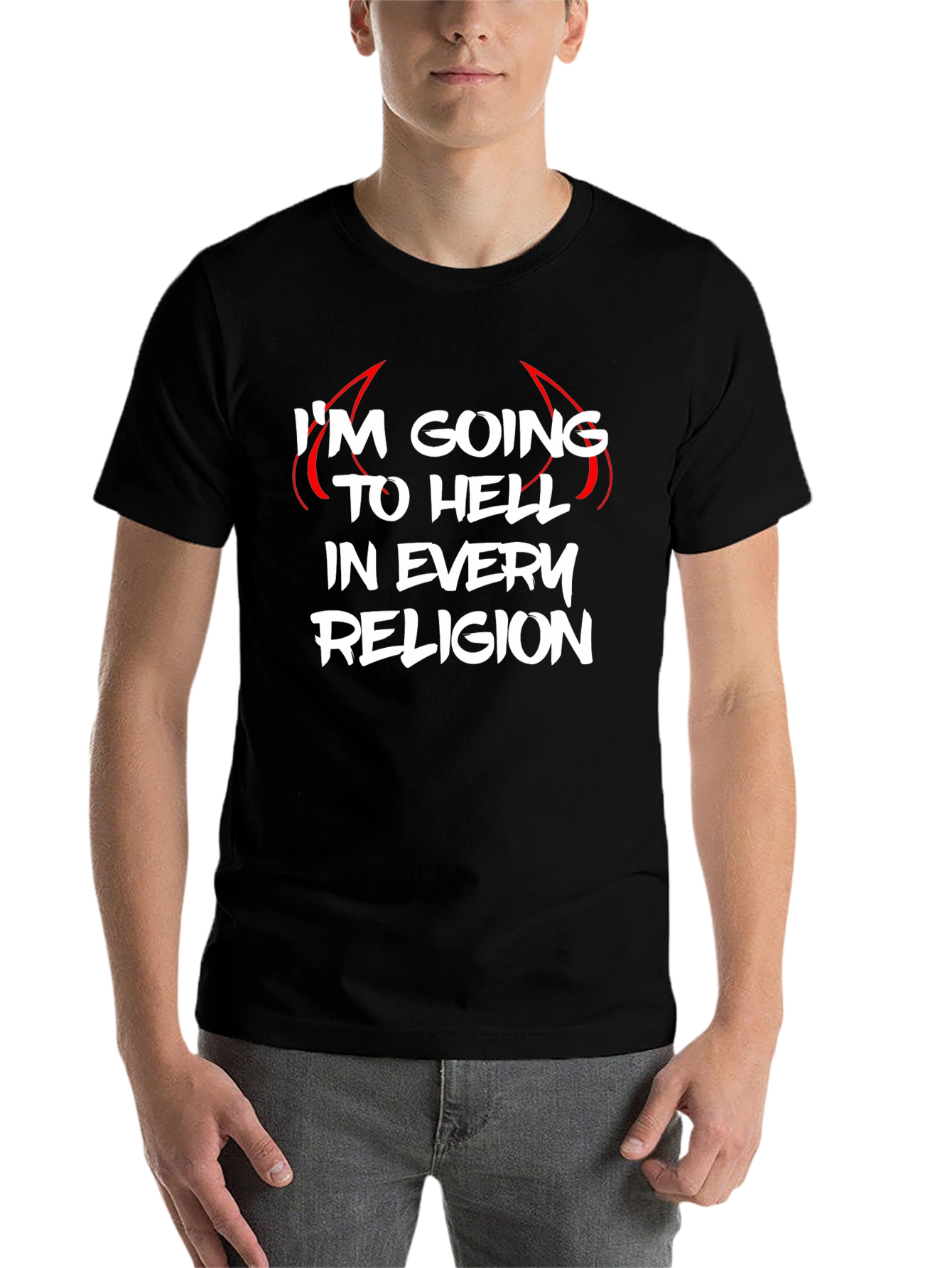 Black I'm Going to Hell Funny Graphic Tee view 7