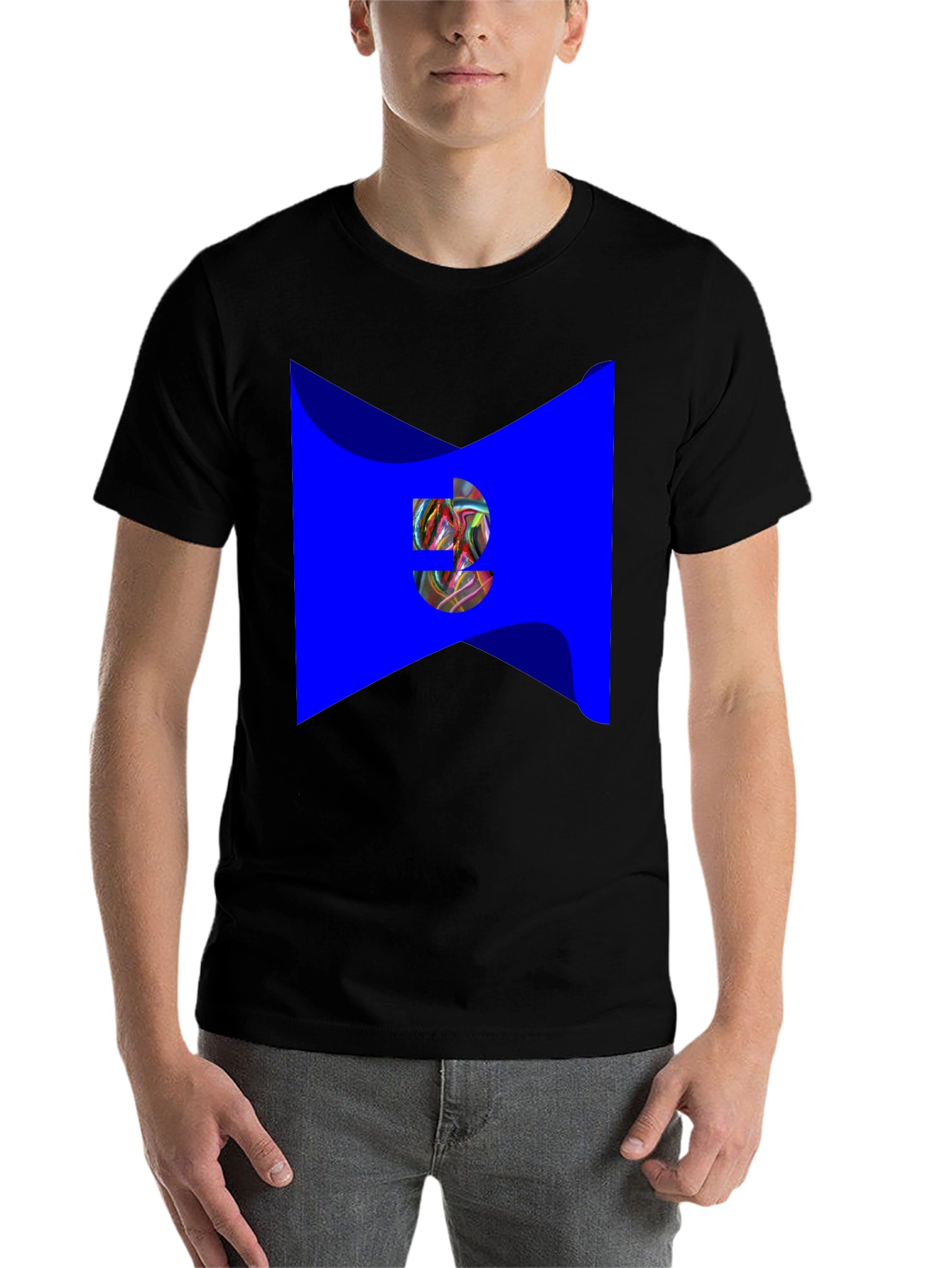 Black Abstract Graphic Print Black T-Shirt view 7