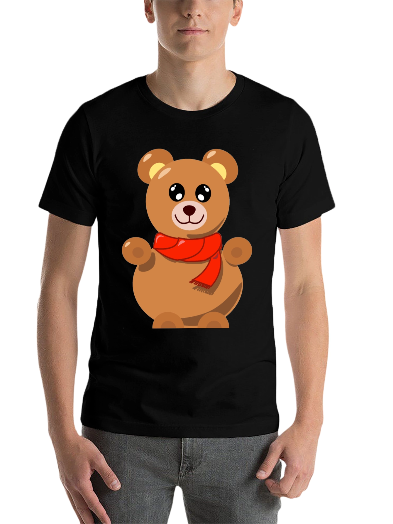 Black Cute Teddy Bear Graphic Tee - Black view 7