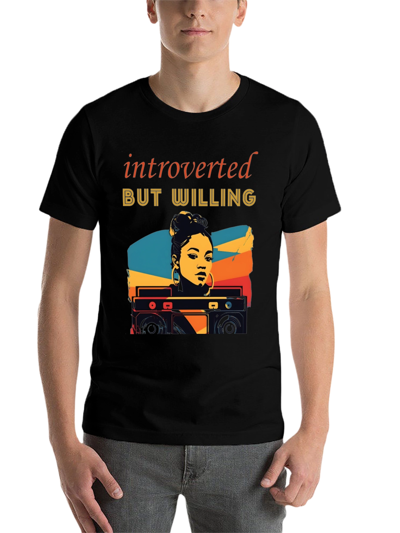 Black Introverted But Willing Graphic T-Shirt view 7