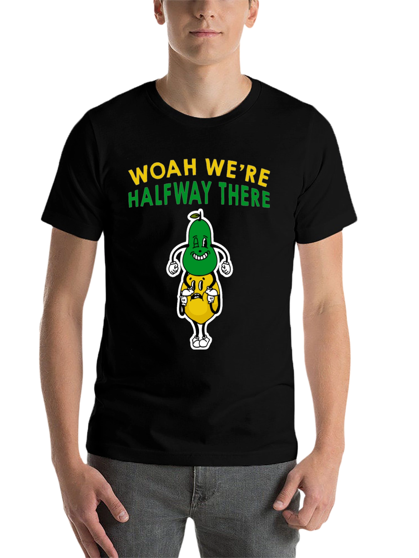 Black Woah We're Halveway There Cartoon Graphic T-Shirt view 7