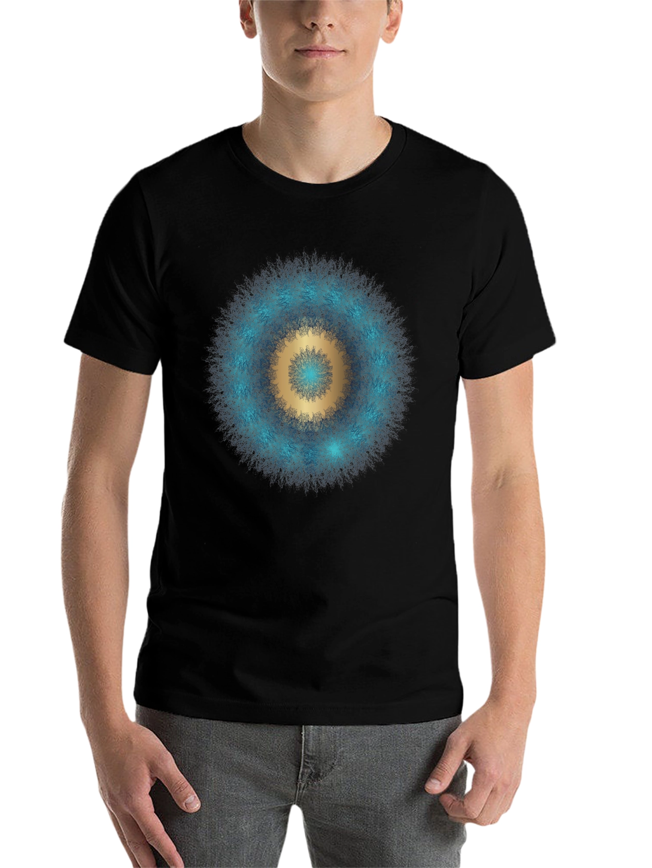 Black Cosmic Mandala Graphic T-Shirt - Black view 7