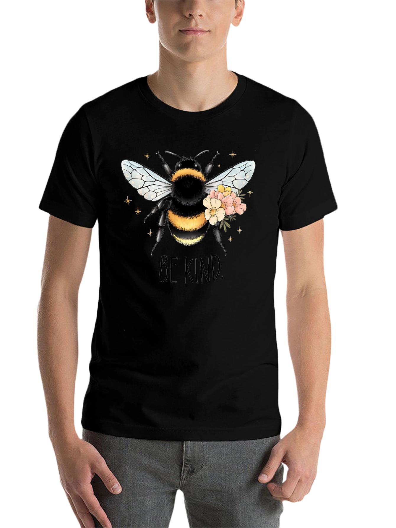 Black Bee Kind Graphic T-Shirt - Black view 7