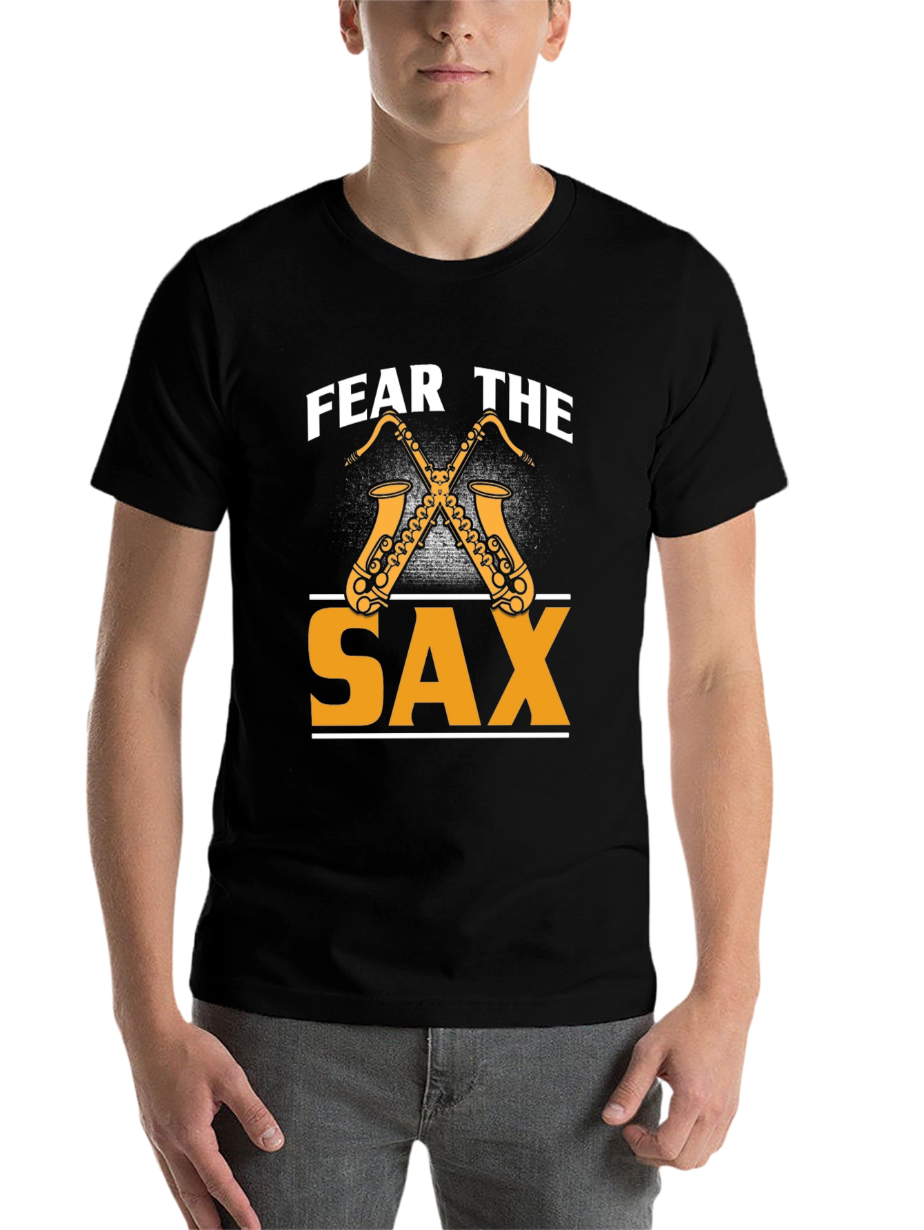 Black Fear The Sax T-Shirt - Music Lover Tee view 7