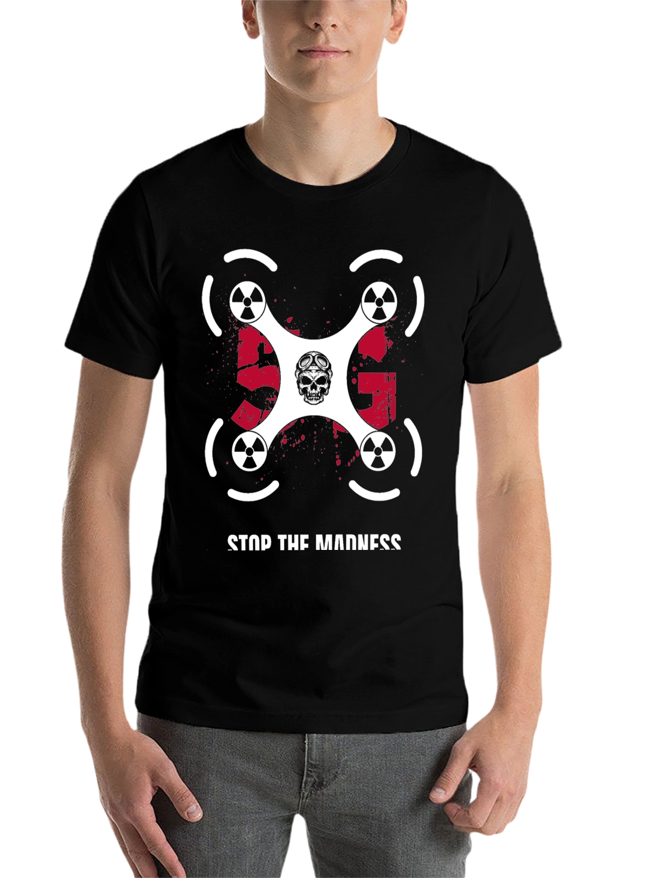 Black Stop The Madness Drone T-Shirt view 7