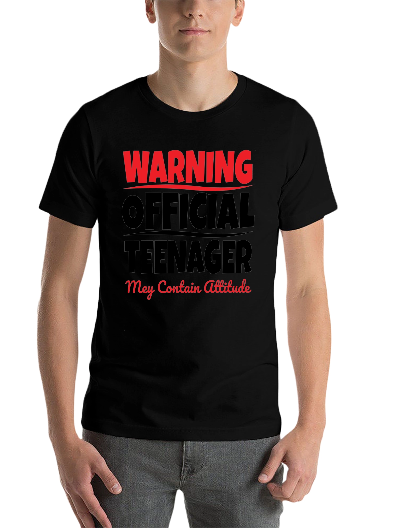 Black Warning Official Teenager T-Shirt - Attitude Included! view 7
