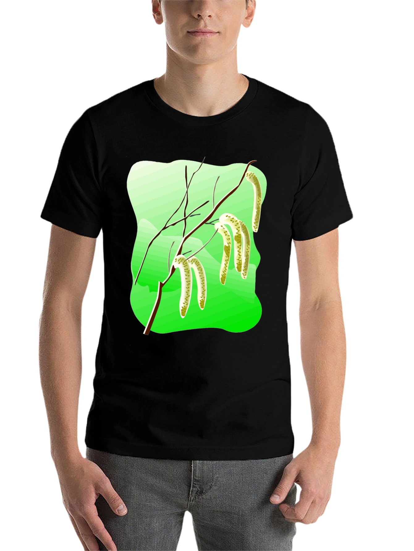 Black Nature Inspired Graphic T-Shirt view 7