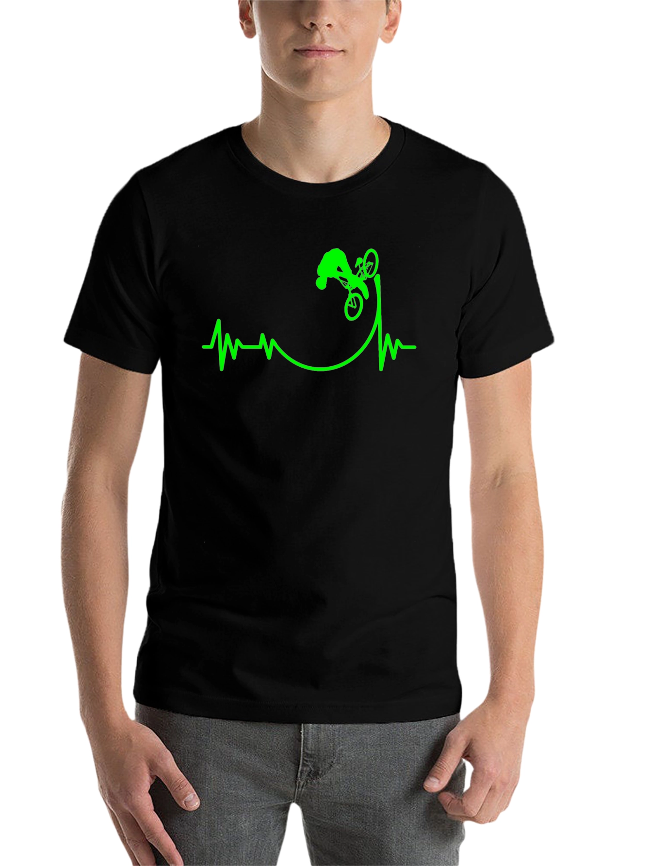 Black Mountain Bike Heartbeat T-Shirt - Black view 7