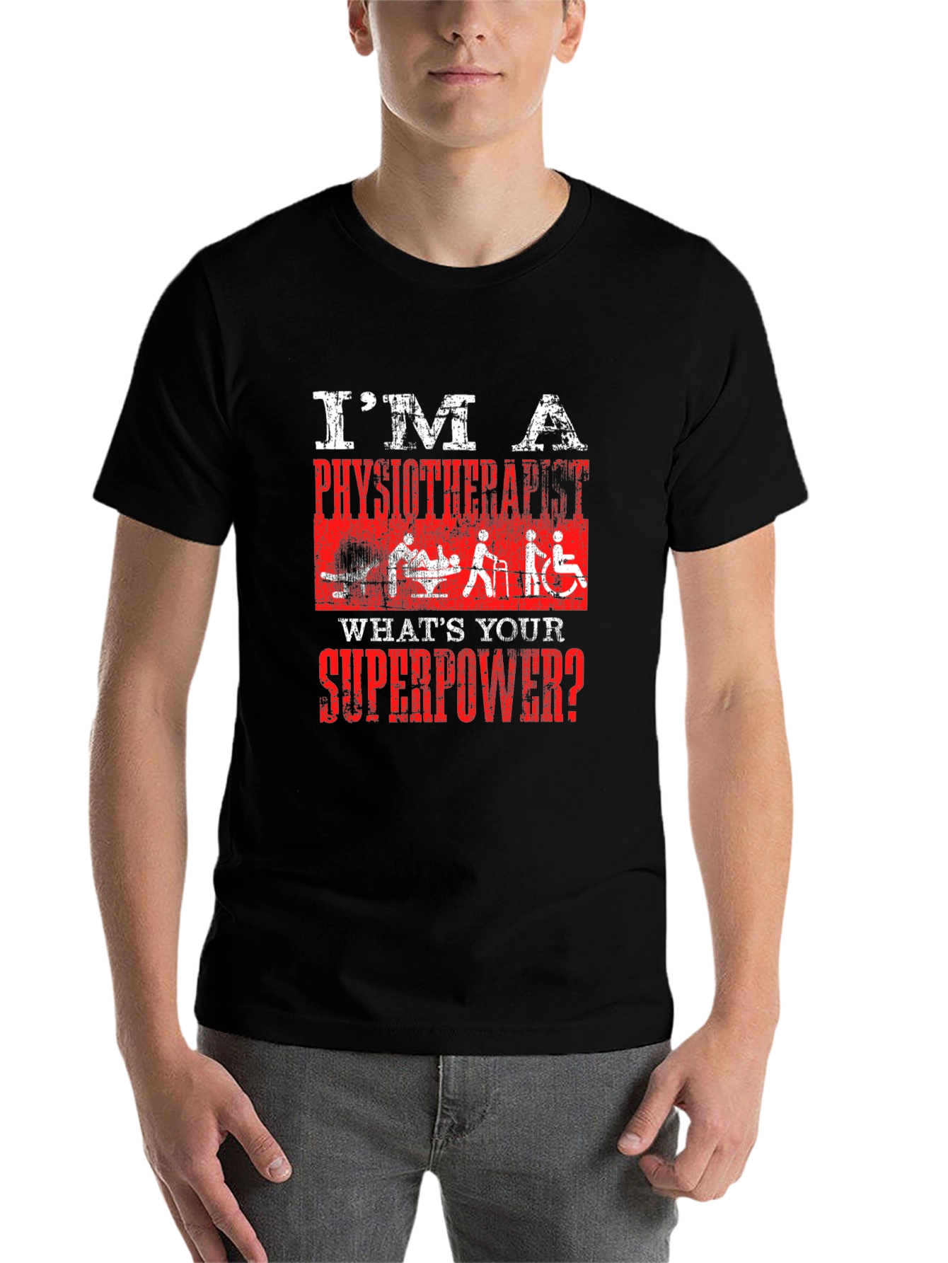 Black Physiotherapist Superpower T-Shirt - Black view 7