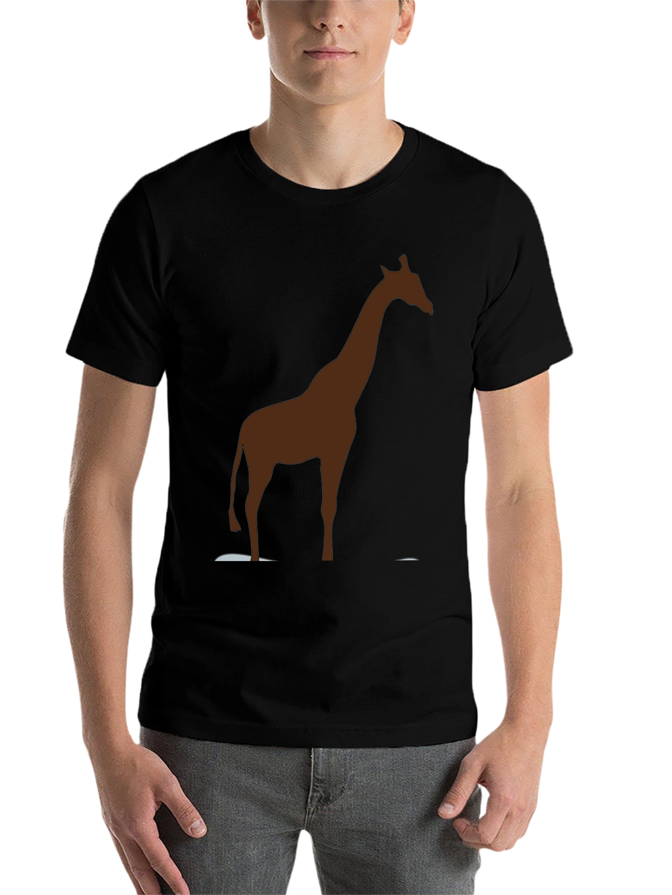 Black Giraffe Silhouette Black T-Shirt view 7