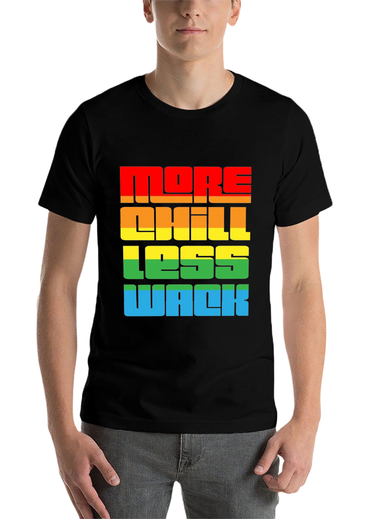 Black More Chill Less Wack Graphic Tee - Colorful Streetwear view 7